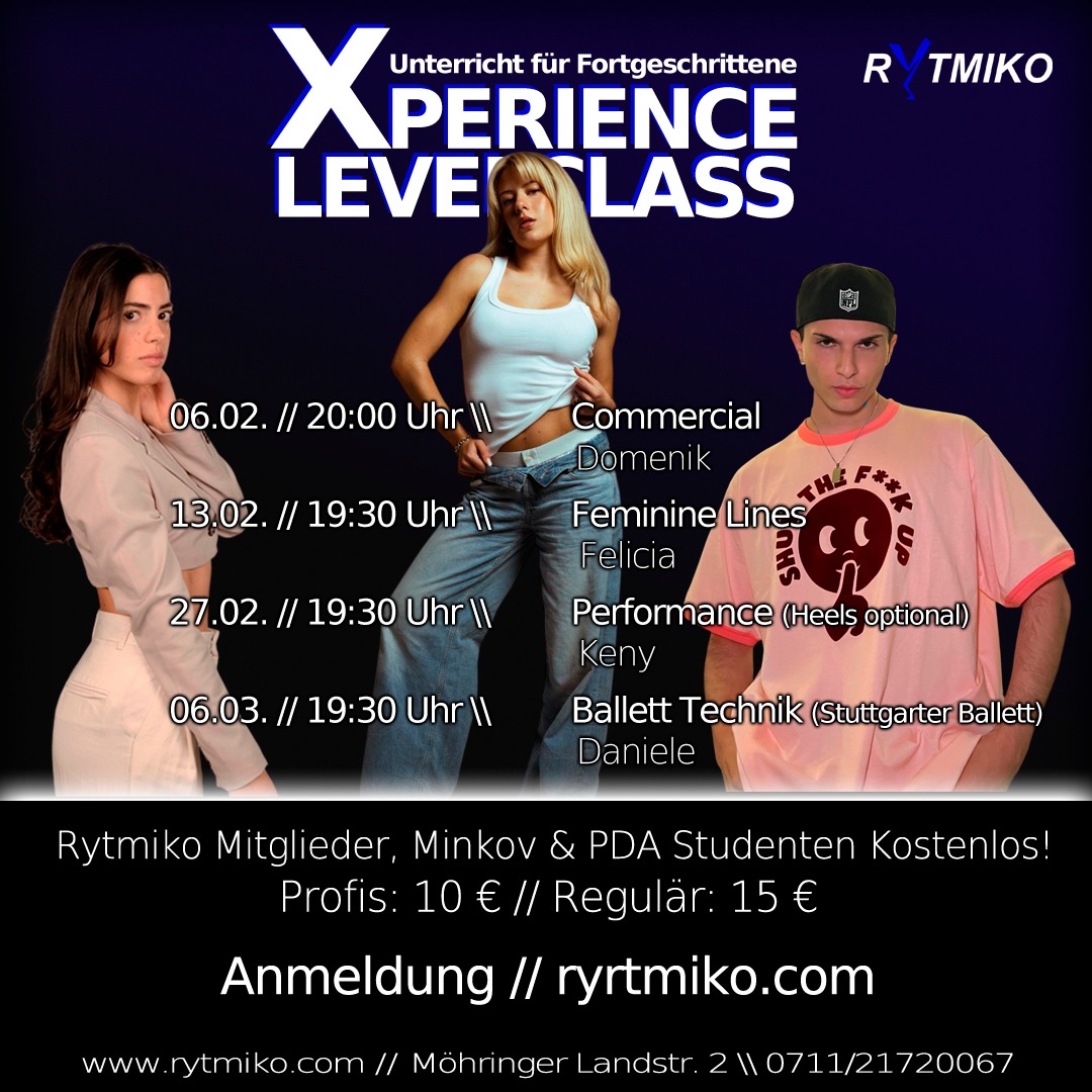 Hier sind die Termine für unsere kommenden Xperience Classes.
Da unsere Xperience Class zu 100 % von uns gesponsert wird und alle Einnahmen den Künstlern zugute kommen, finden diese erst ab 5 Anmeldungen statt. Eine Voranmeldung über unsere Homepage, ist zwingend erforderlich! Wir bitten um euer Verständnis und freuen uns auf ein paar schöne classes mit euch.
Unsere Xperience Class ist nur mit NACHWEIS für Studenten der Tanzakademie Minkov (Winnenden) & der Professional Dance Akademie (Stuttgart) PDA kostenlos.
>>>>>>>><<<<<<<<<
#xperienceclass #popup #performancetraining #female #commercial #ballet #dancestudio #rytmiko #stuttgart #dancingunited