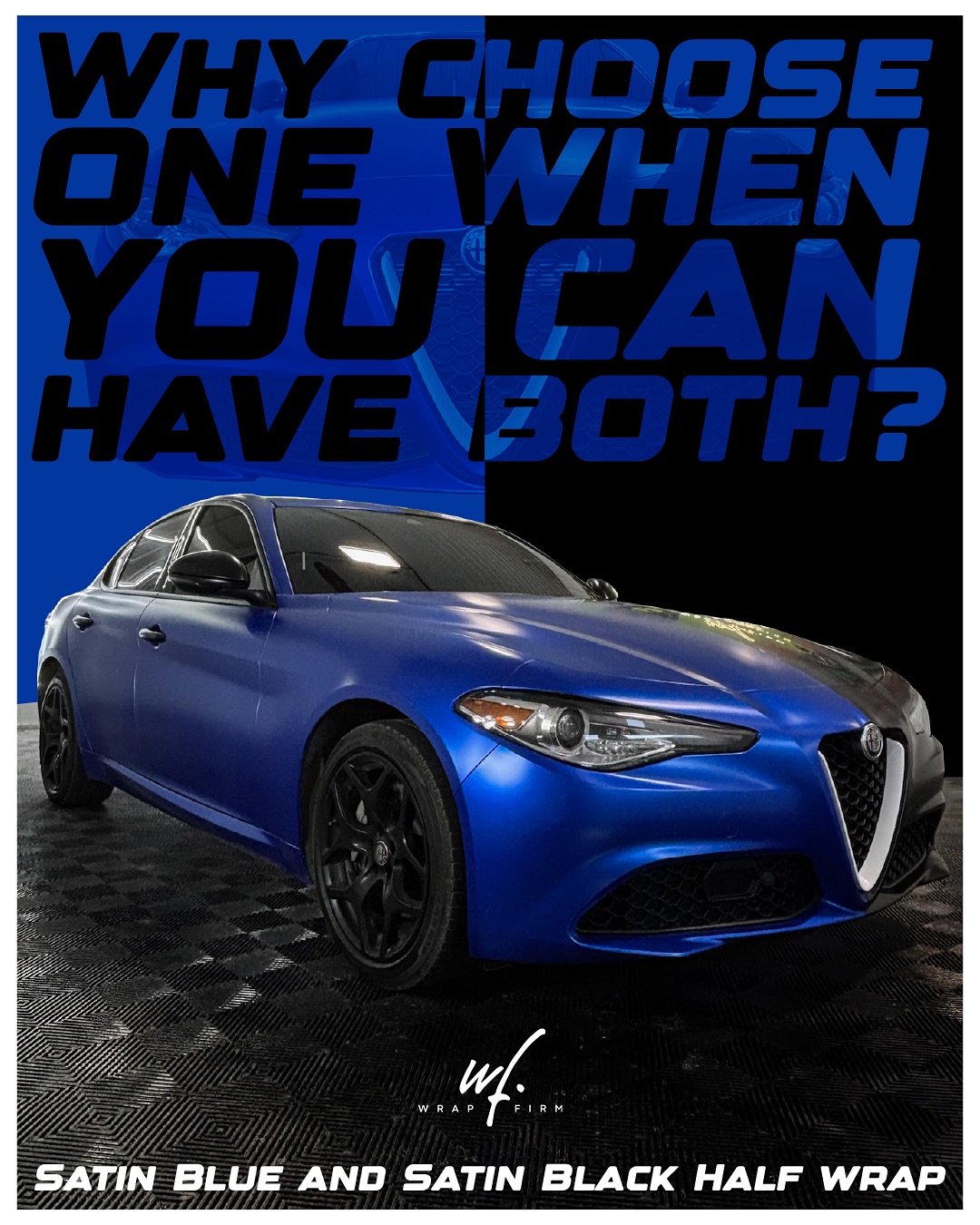 Why choose one when you can have both? 💙🖤
This Alfa Romeo got a full transformation, Satin Blue on one side, and Satin Black on the other. Perfect for the indecisive 😂
-
Book Today!
✅ Call (716) 714-9727
✅ Email Sales@wrap-firm.com
✅ Visit wrap-firm.com
-
#wrapfirm #wrapfirmwny #caraccessories #cars #reelsofinstagram #reels #ppf #paintprotectionfilms #paintprotectionfilm #ceramiccoatings #cardetailing #3m #averydennison #commercialwraps #commercialwrap #rangerrover #carwrap #carwrapper