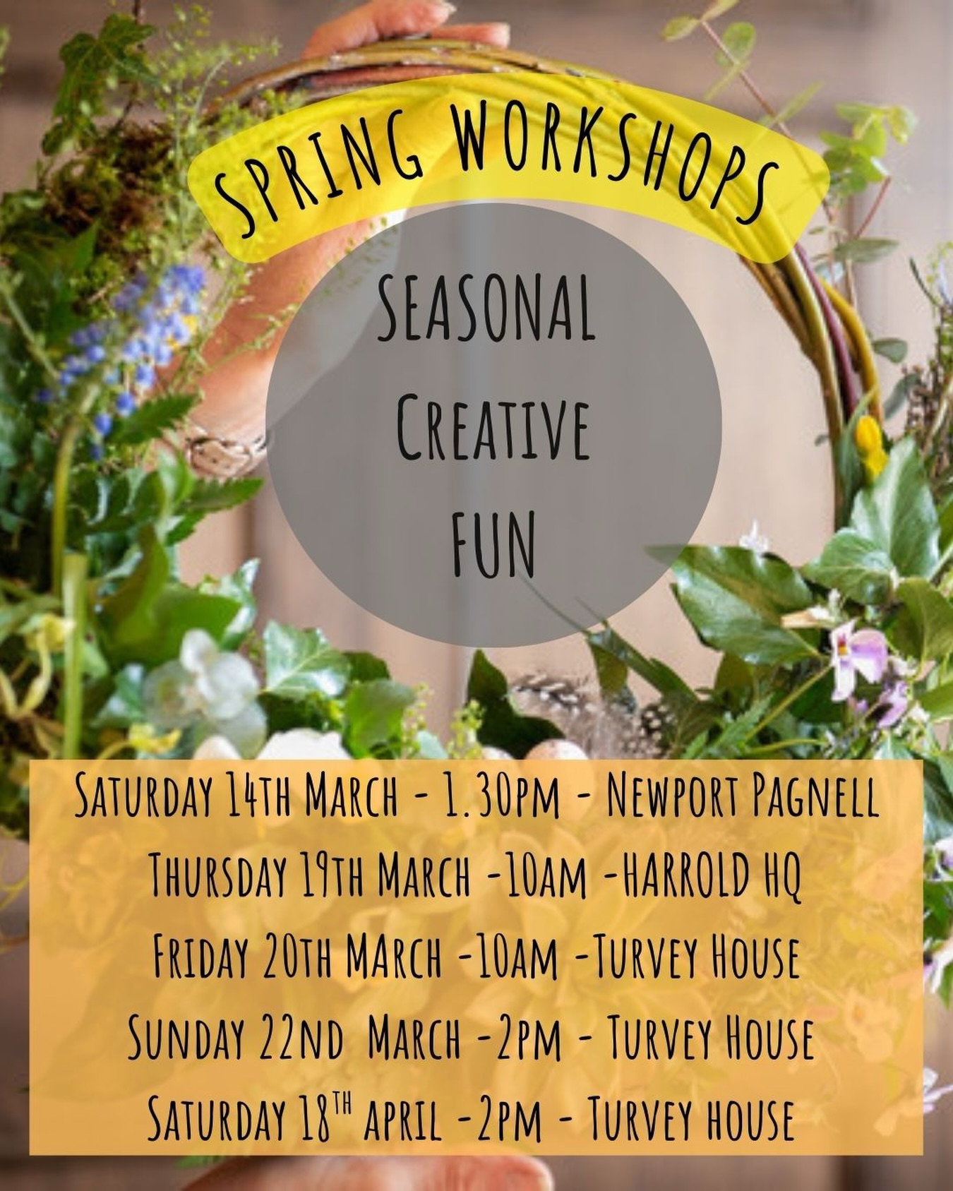 Are you ready for some mindful creative fun times in 2026? Spring workshops are now available on the website. Also dates for the rest of the year including Christmas have been emailed out to last years attendees so keep an eye out as these often end up in junk.
Starting on the 13 th/ 14th February with a heart shaped wreath to welcome the season of love. Followed by a Mothers Day workshop, spring wreath workshops in March and table centre, vase, bouquet and flower crown workshops in April and May.
Let’s get creative !
#spring #floralworkshops #flowerworkshops #floristrystudents #floristrystudent springworkshop