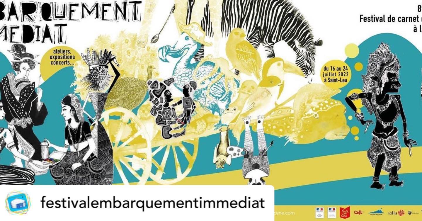 Oté... très heureuse d’annoncer la prochaine édition du @festivalembarquementimmédiat... avec l’affiche que j’ai dessinée... merci bonpé @yourteenscene !