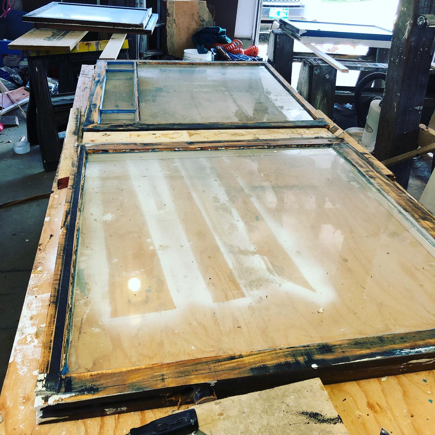 Pandemics will come and go, window work will always remain. #historicpreservation #window #windows #salvage #preservation #sarcoputty #westsystemepoxy #glazing #linseedlife