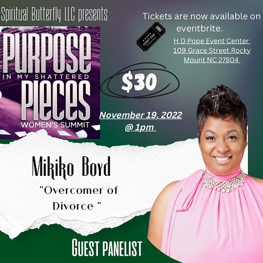 😩🤷🏾♀️If you thought life was over because you had to walk away and feel like your alone and don’t know what to do next…. This is the place to be!
✨Purchase your ticket 🎟️ today!
https://www.eventbrite.com/e/purpose-in-my-shattered-pieces-tickets-464747802187