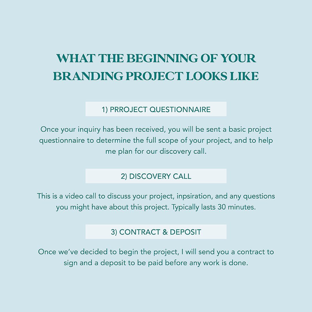 Today I’m highlighting what you can expect the beginning of your branding project to look like. This is before I begin work on the project itself.
To book, fill out my contact form at designsbykelseykirkendall.com/contact.
#designprocess #branddesign #branddesigner #graphicdesign #logodesigning #smallbusinessmarketing