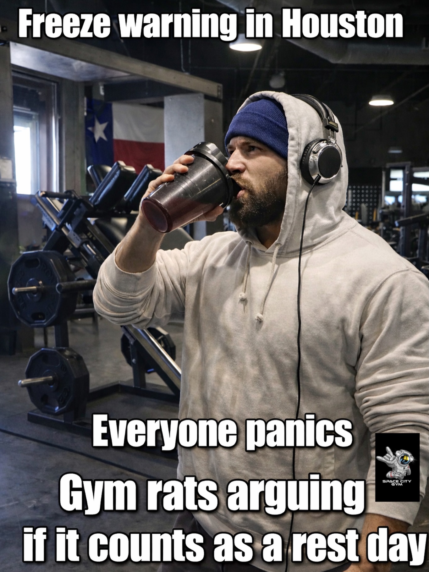 🥶 yes we are open but drive safe, be smart, and be careful yall 😌
#houstonweather #itscold #warmup #🥶 #spacecitygym