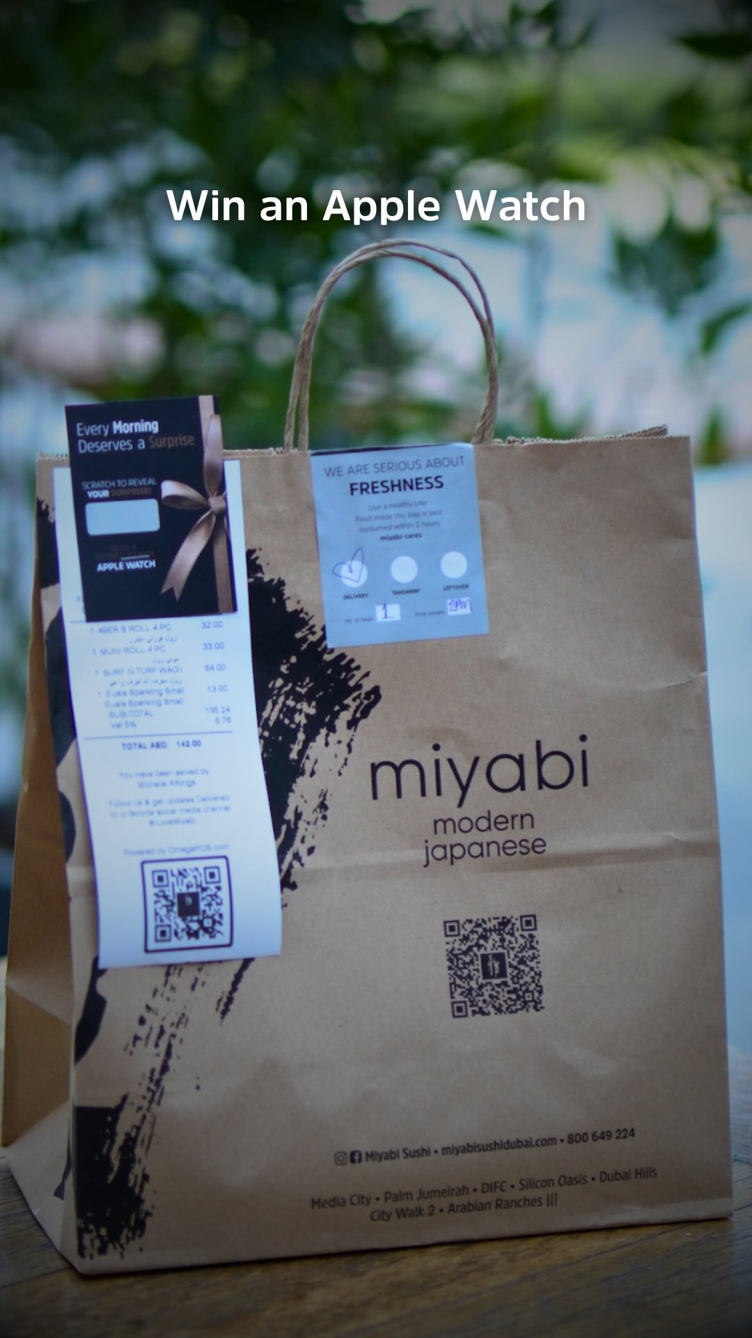 Win an Apple Watch with your Miyabi delivery ⌚✨
Every order comes with a Scratch & Redeem card — scratch it, redeem your prize, and enter the draw.
⏰ Valid till 31st Jan only. Order now!
Link in bio
#miyabisushi #dubaifood #giveaway #japanesecuisine