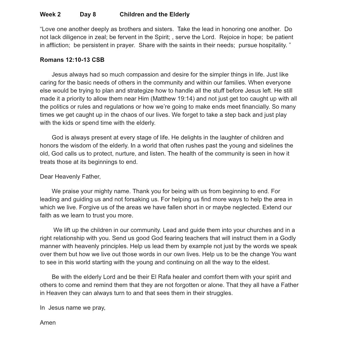 21 Days of Prayer: week 2 of Devotional