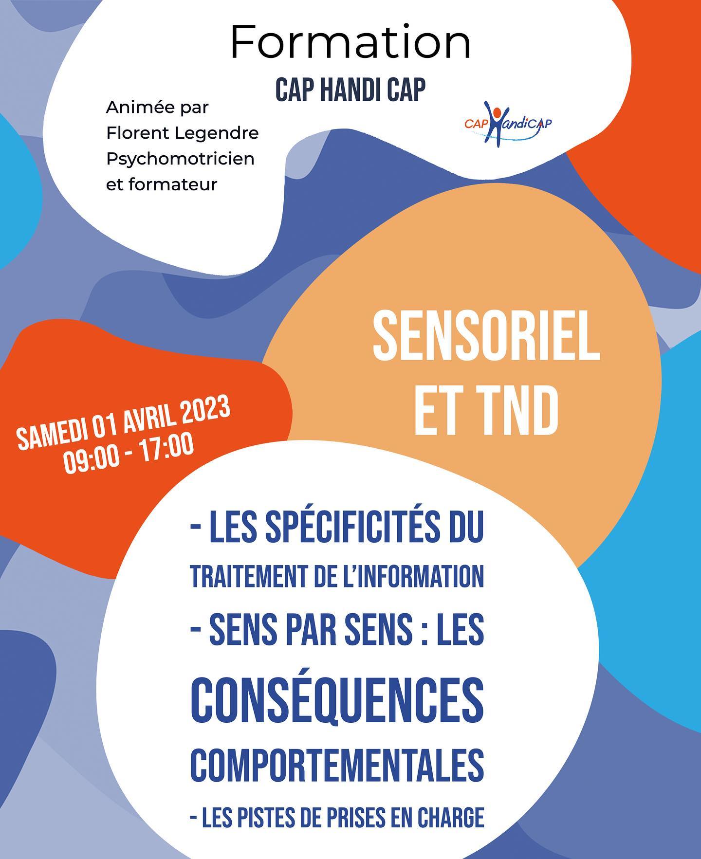Il nous reste encore quelques places pour la formation du 1er avril.
Pour vous inscrire : RDV en story Ă la une In-formation
Pour plus dâinformation contactez-nous sur notre site web
Www.Caphandicap.fr
.
.
.
#formation #autisme #tsa
