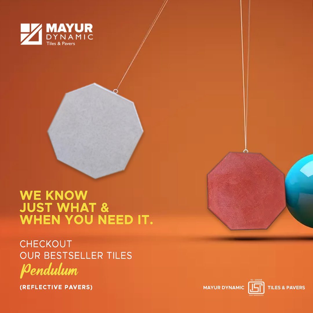 We know just what & when you need it. Checkout our bestseller tile - Pendulum!
Get a wide variety of tiles & pavers to choose from according to your need and get innumerable customisation options at an affordable price with @mayurdynamic
#mayurdynamic #tiles #coolrooftiles #shield #pavers #terrazzo #flooring #terrace #architecture #architectural #interiordesign #interiors #designs #interlockpaving #beautifyyourway #pavers #bricks #blocks #concreteproducts #kerbstone #concrete # construction #engineer #architect #floorart #homedecor #residential #madeinindia #makeinindia #interiordesign #interiordesigner