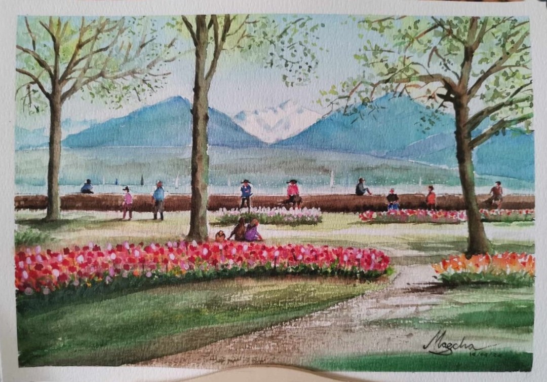 Peinture en plein air de la Fête de la Tulipe de Morges😊
Plein-air painting from the Morges Tulip Festival😊
#watercolor #aquarelle #morges #morgesregion #tulip #tulipfestival #montblanc