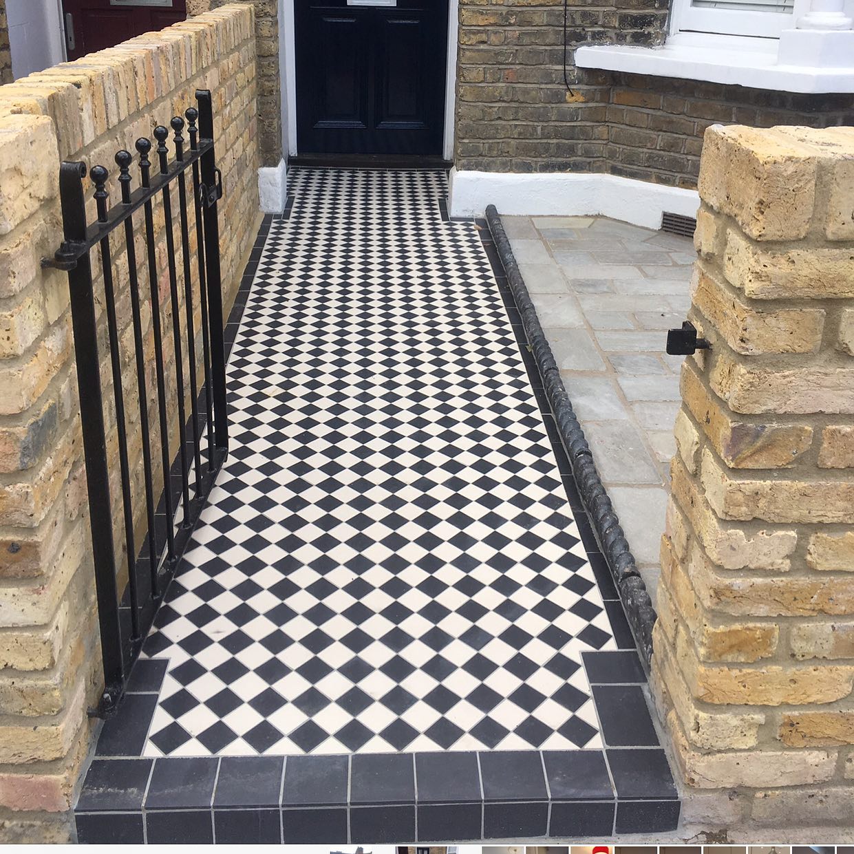 London brick wall with Victorian tile path..
.
.
#luxuryhouses #housebuild #victorianhouse #london #londonbrick #blackwhite #path #pathways #designbuild #walls #chiswick #turnhamgreen #westlondon #chiswickliving #gates #prettylittlelondon #architecture #westlondon #frontgardens