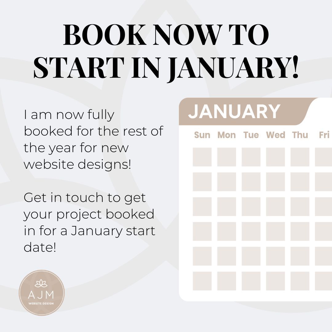 📅 BOOK NOW FOR JANUARY 📅
I am now fully booked for the rest of 2024.
I have some really exciting projects I am working on from now until the end of the year including multiple one-page websites and a few full 5 page websites. Plus a few website updates booked in before the end of the year.
I am so grateful to my clients daily for allowing me to do what I love.
If you want to get booked in for next year, get in touch and I can talk you through the process :)
#WebsiteDesign #HolidayWebDesign #BookNow #DigitalTransformation #WebDesignMagic #NewProjects #NewYear #NewYearProjects #OnlinePresence #SmallBusinessSurrey #SurreySmallBusiness #SmallBusiness #WixWebsiteDesign #OnlineMarketing