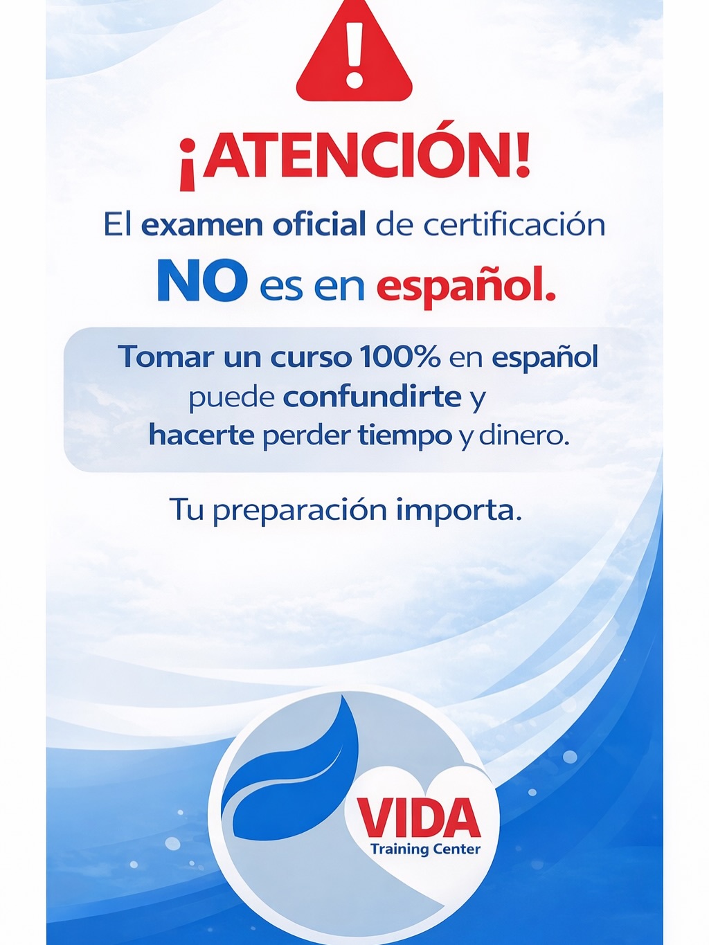 Casi diariamente llegan personas a nuestra academia tristes y frustradas, porque perdieron dinero en otros lugares donde les ofrecieron el curso RBT 100% en español.
Llegaron al examen, se encontraron con todo en inglés, no entendieron nada y descubrieron que cayeron en promesas falsas.
Aquí, por vender un curso, no engañamos a nadie.
Hacemos las cosas correctamente desde el principio.
Que la formación sea en inglés no significa que el estudiante no vaya a entender.
Significa que será preparado de la manera correcta:
con terminología en inglés, explicaciones claras en español y acompañamiento real, tal como lo exige la credencial oficial RBT.
Y por eso contamos con más de 13 años en el mercado, y hemos sido líderes en formación ABA incluso antes de que existiera la credencial RBT.
Nuestra experiencia no comenzó con una moda, comenzó con ética, educación real y responsabilidad profesional.
Infórmense bien. Pregunten. Comparen.
No se dejen engañar.
La ética también es parte de la educación
Inscríbete hoy! Estamos aquí para guiarlo/a paso a paso.
786-316-7106
4355 W 16 Ave Ste 211 Hialeah, FL 33012
Www.vidatraining.center 🧠 📚 💙 #rbt #miamirbt #rbtmiami #miami #miamijobs