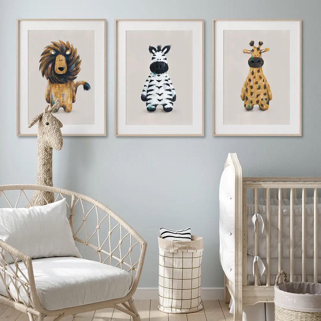 Brighten up any nursery with these adorable animal prints.#baby