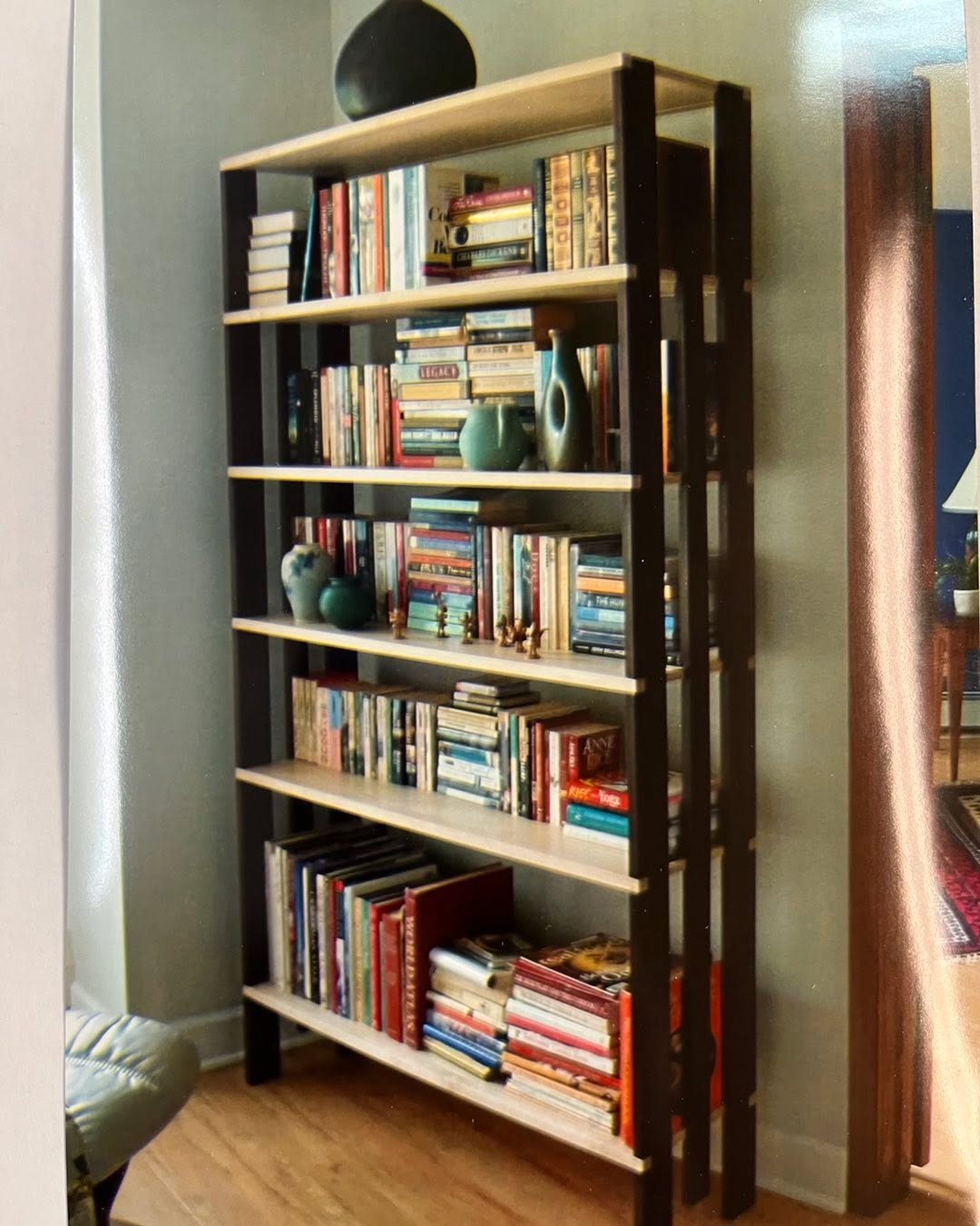 Maple and mahogany bookshelf for our dear friend Linda