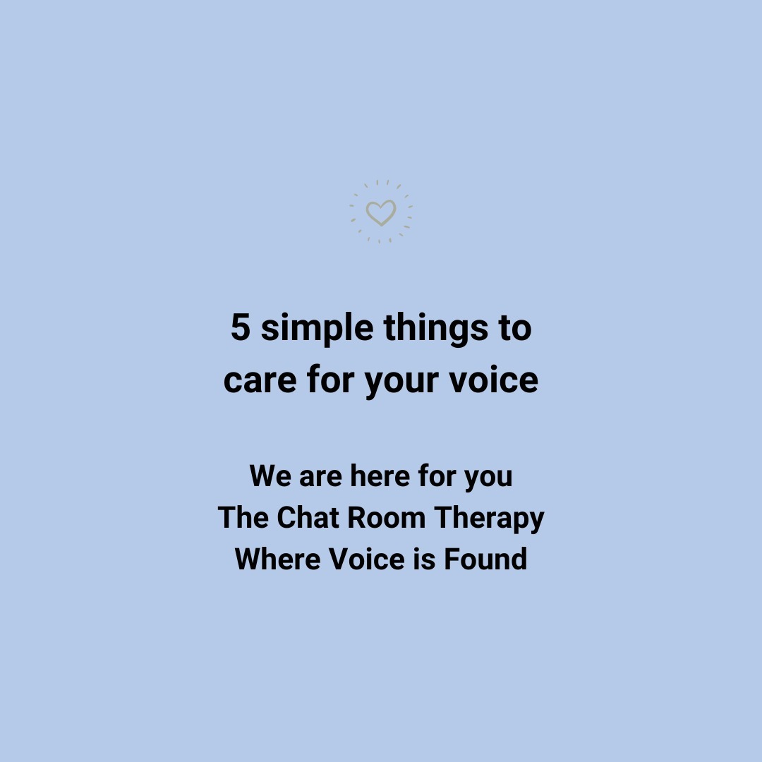 Let's talk about voice. How do we take care of voice before we have voice problems? Check out our new blog on 5 simple things to protect your voice by a speech-language therapy voice specialist. Link in bio. We wish you only better voice ahead! The Chat Room Therapy - Where Voice is Found.