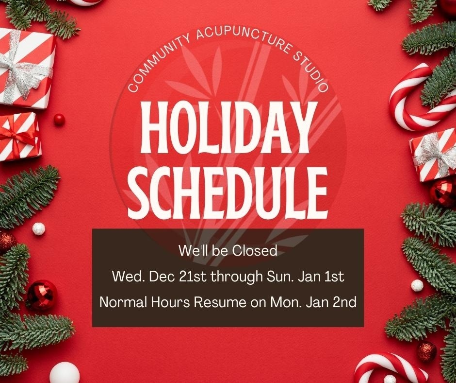 Holiday Schedule:
CAS will be Closed
Wed. Dec 21st through Sun. Jan 1st
Normal Hours Resume on Mon. Jan 2nd
