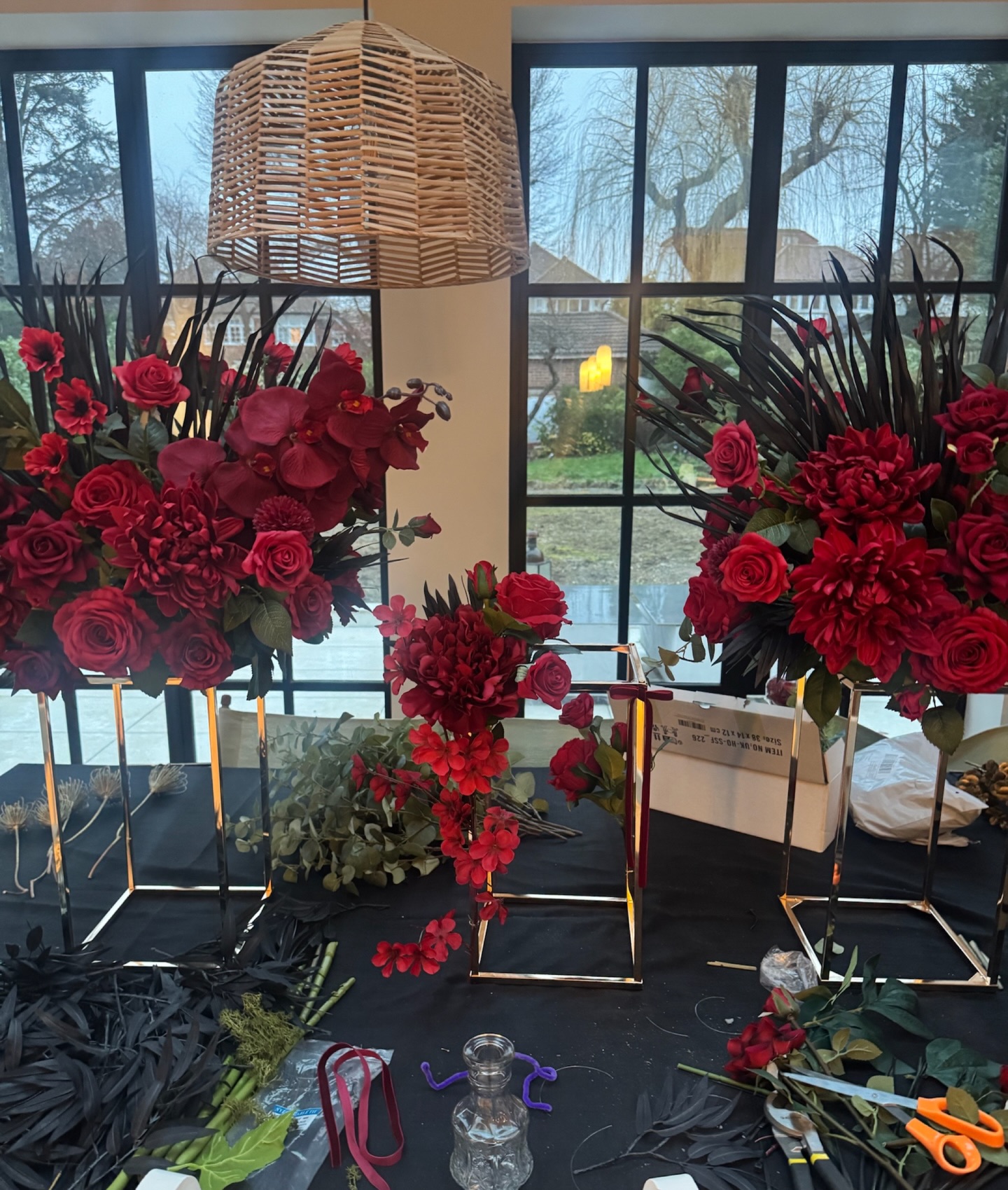 Before it ever reached the venue, this design lived with us.
Sometimes designing happens at home and this means living with the concept and the ‘mess’ — letting scale, balance and colour sit in the room for days.
But I love the feeling of watching the design come to life. Even faux florals trigger the same calming, nature-led response; the brain reacts to form and pattern, not whether something is “real”.
This is where the edit happens.
#BehindTheDesign
#CreativeProcess
#DesignStudioAtHome
#StylistLife
#DesignInProgress