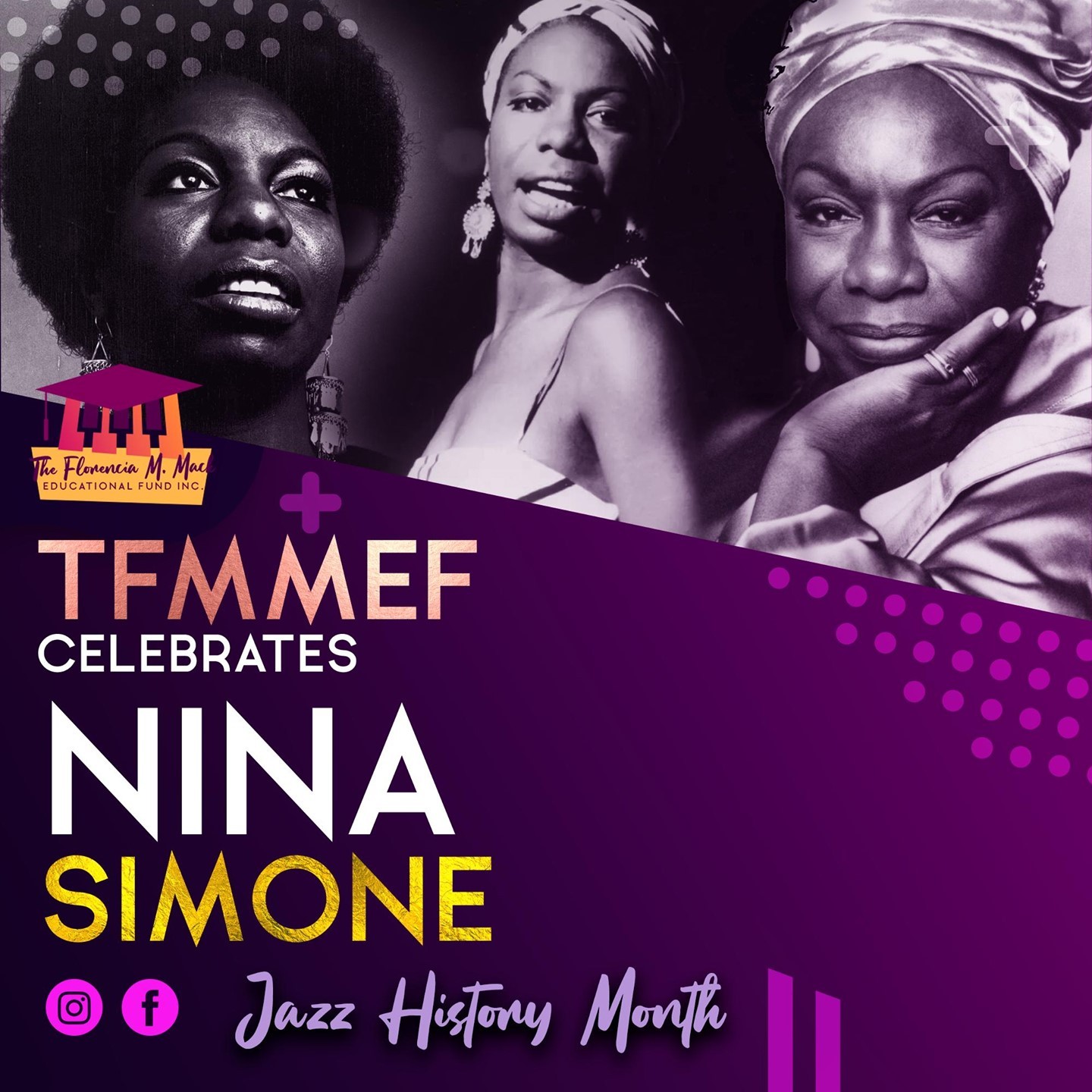 TFMMEF celebrates Nina Simone, an American Vocalist. "Funk, gospel, blues is all out of slavery times, out of depression, out of sorrow...if your lived it, you can do it. That's what blues is."
#jazzmusicmonth #musiciansmatter #musicsaveslives #musicmajors #clefclubofphiladelphia #kimmelcenter #estherboyerschoolofmusic #curtisschoolofmusic