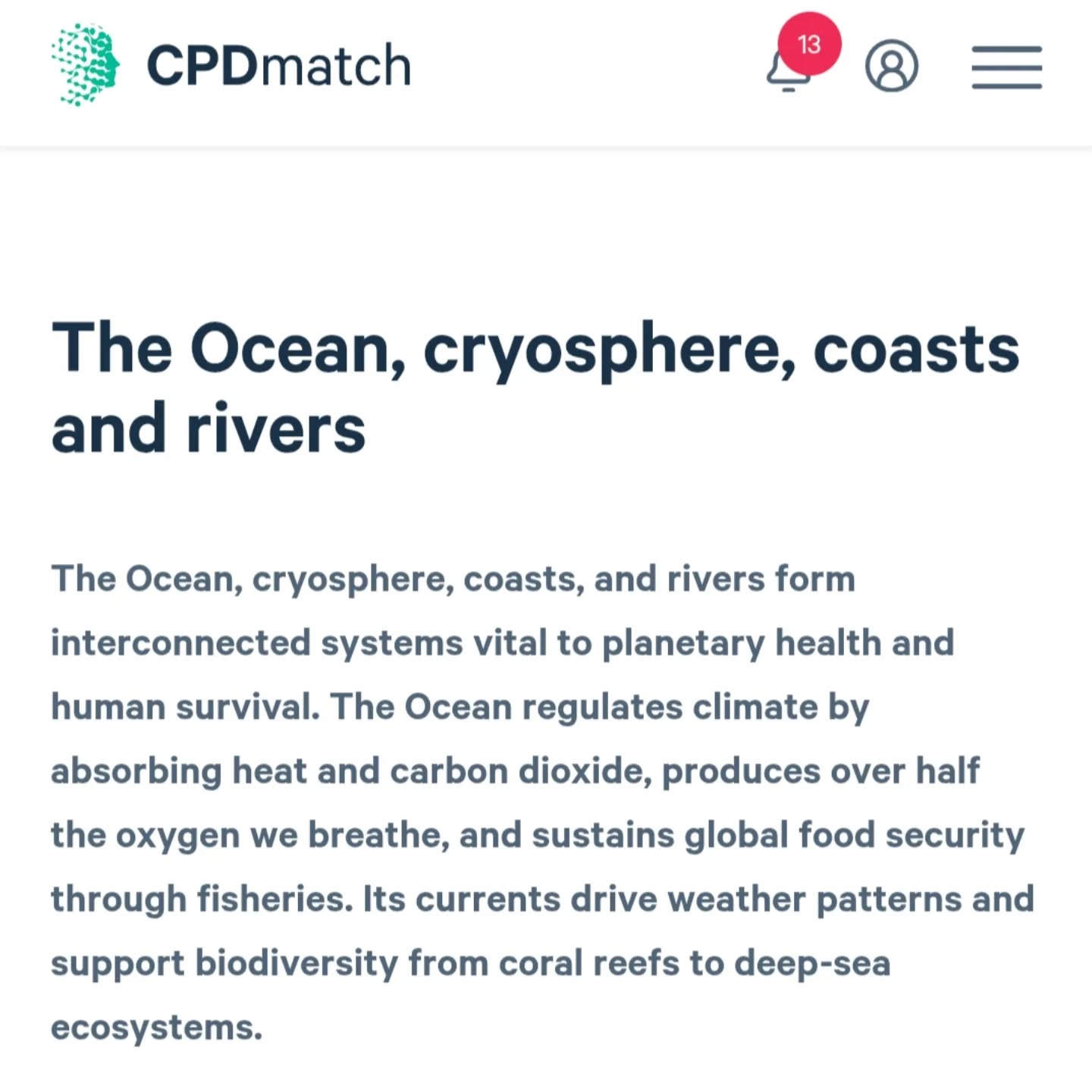 Ocean education on @cpdmatch ❤️
https://cpdmatch.co.uk/find-education-ocean-cryosphere-coast-rivers