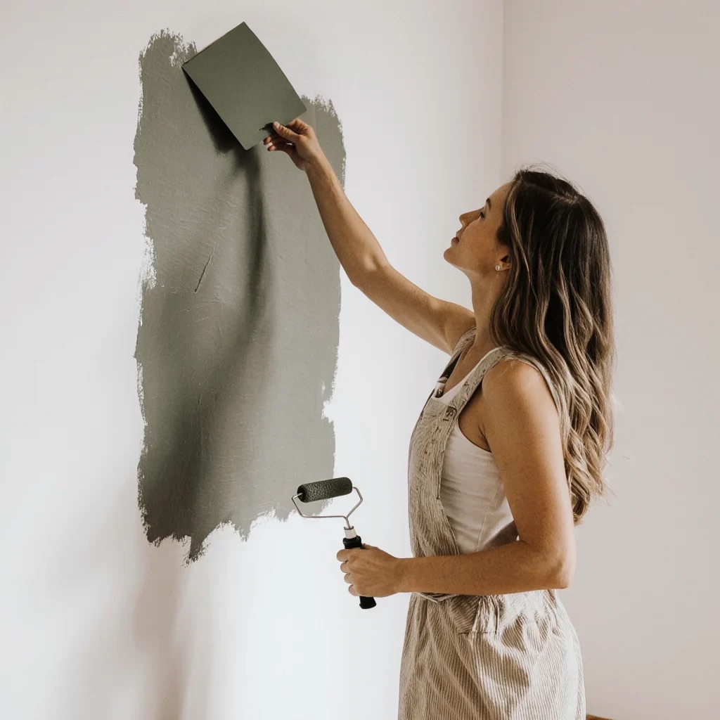 Design isn’t always mood boards and finished rooms.
Sometimes it’s standing in front of a wall, testing a color, and trusting your instinct.
Sage is one of those colors I come back to again and again—it brings calm, balance, and a lived-in elegance that never feels trendy.
This is where spaces begin….