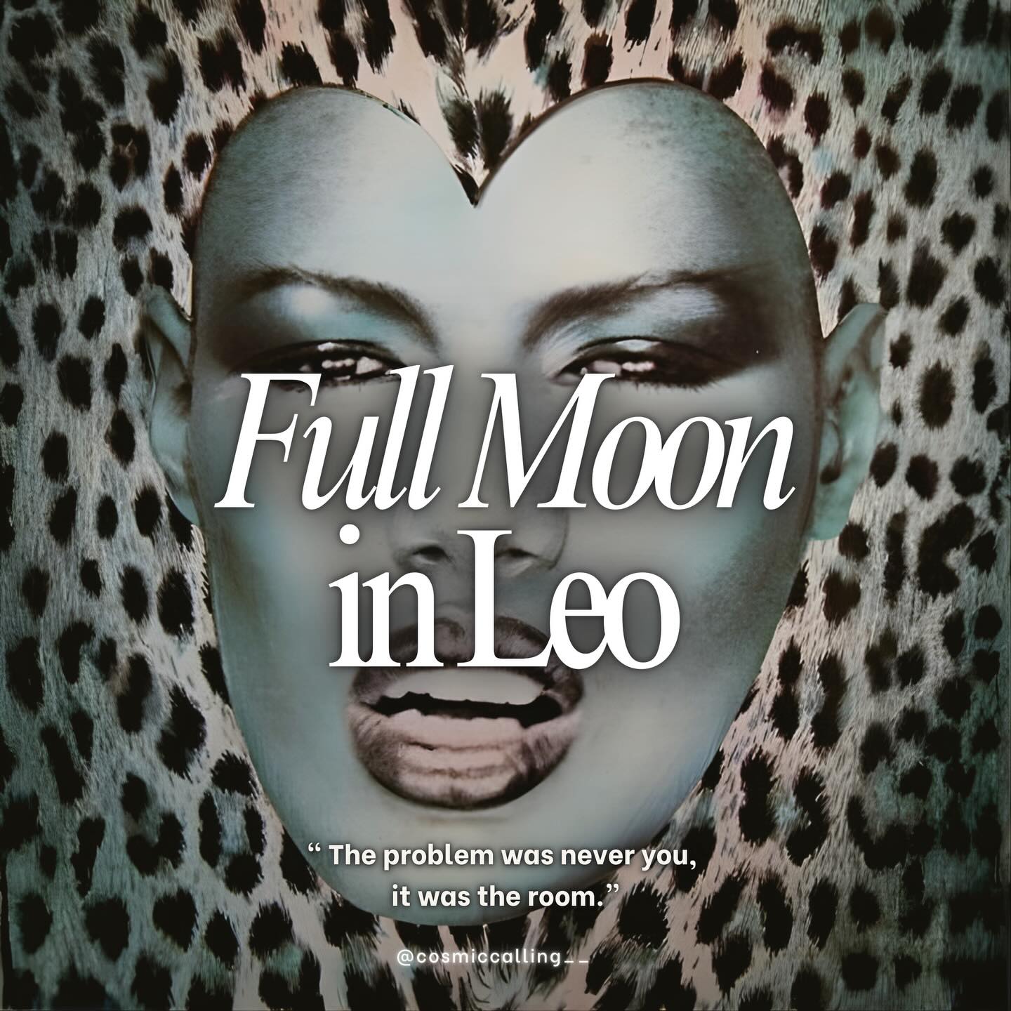 This is your sign to stop being low-maintenance.
If it costs you joy or honesty, discipline has quietly turned into self-erasure.
🌕 Full Moon in Leo
February 1
Grace Jones energy.(“Grace Jones is a Taurus, but this Moon understands her.” 🖤🌕)
Unapologetic. Unclassifiable.
Too much for the wrong room. Iconic for the right one.
February horoscopes are live.
Link in bio.
#FullMoonInLeo #LeoMoon #FebruaryHoroscopes #CosmicCalling GraceJones AuthenticAF
