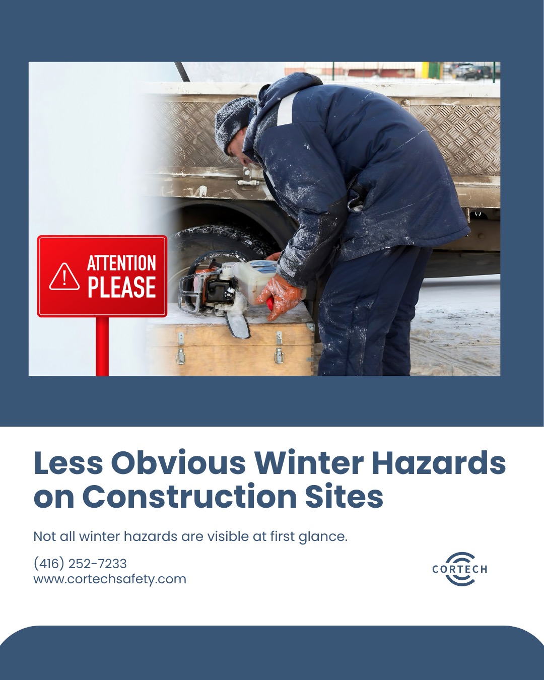 ⚠️ Less Obvious Winter Hazards on Construction Sites
Not all winter hazards are visible at first glance.
Some of the most dangerous risks are subtle — and often overlooked until an incident happens.
Here are winter hazards that don’t always get enough attention:
1. Changes in Surface Conditions Throughout the Day
Surfaces that are safe in the morning can become hazardous by afternoon as temperatures rise and fall. Melt–freeze cycles create unexpected ice, especially on metal surfaces, ramps, and temporary structures.
2. Loss of Grip and Dexterity
Cold temperatures reduce hand strength and fine motor control. This makes handling tools, securing fasteners, and maintaining balance more difficult — increasing the risk of dropped objects and hand injuries.
3. Condensation and Moisture Indoors
In winter, moisture from wet clothing, equipment, and temperature differences can lead to condensation inside enclosed or partially enclosed work areas. This creates slippery floors and electrical hazards that are often overlooked.
4. Changes in Worker Movement Patterns
Workers tend to rush between warm areas and outdoor zones, take shortcuts, or cluster in limited heated spaces. These behavior changes can unintentionally increase congestion, trip hazards, and struck-by risks.
5. Temporary Heating Equipment
Portable heaters and temporary heating systems introduce additional risks, including fire hazards, carbon monoxide exposure, and electrical overloads — especially if ventilation and clearances are not properly maintained.
6. Reduced Sensitivity to Early Injury Signs
Cold can mask pain and numb injuries. Minor strains, cuts, or frostbite may not be noticed immediately, leading to delayed reporting and more serious outcomes.
7. Emergency Response Delays
Winter weather can slow emergency response times. Access routes may be blocked, and visibility or traffic conditions can delay assistance — making preparedness and self-response measures even more critical. #WinterConstruction #ConstructionSafety #HiddenHazards #WorkplaceSafety #RiskAwareness #SafetyCulture #ColdWeatherSafety #jobsitesafety