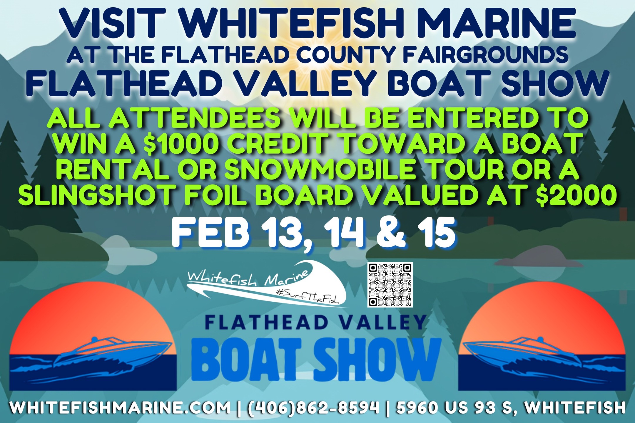 The Flathead Valley Boat Show is just two weeks away! Visit Whitefish Marine for the best boat bargains of the season plus your chance to win a $1000 rental credit or a Slingshot Foil Board package valued at $2000! @flatheadvalleyboatshow