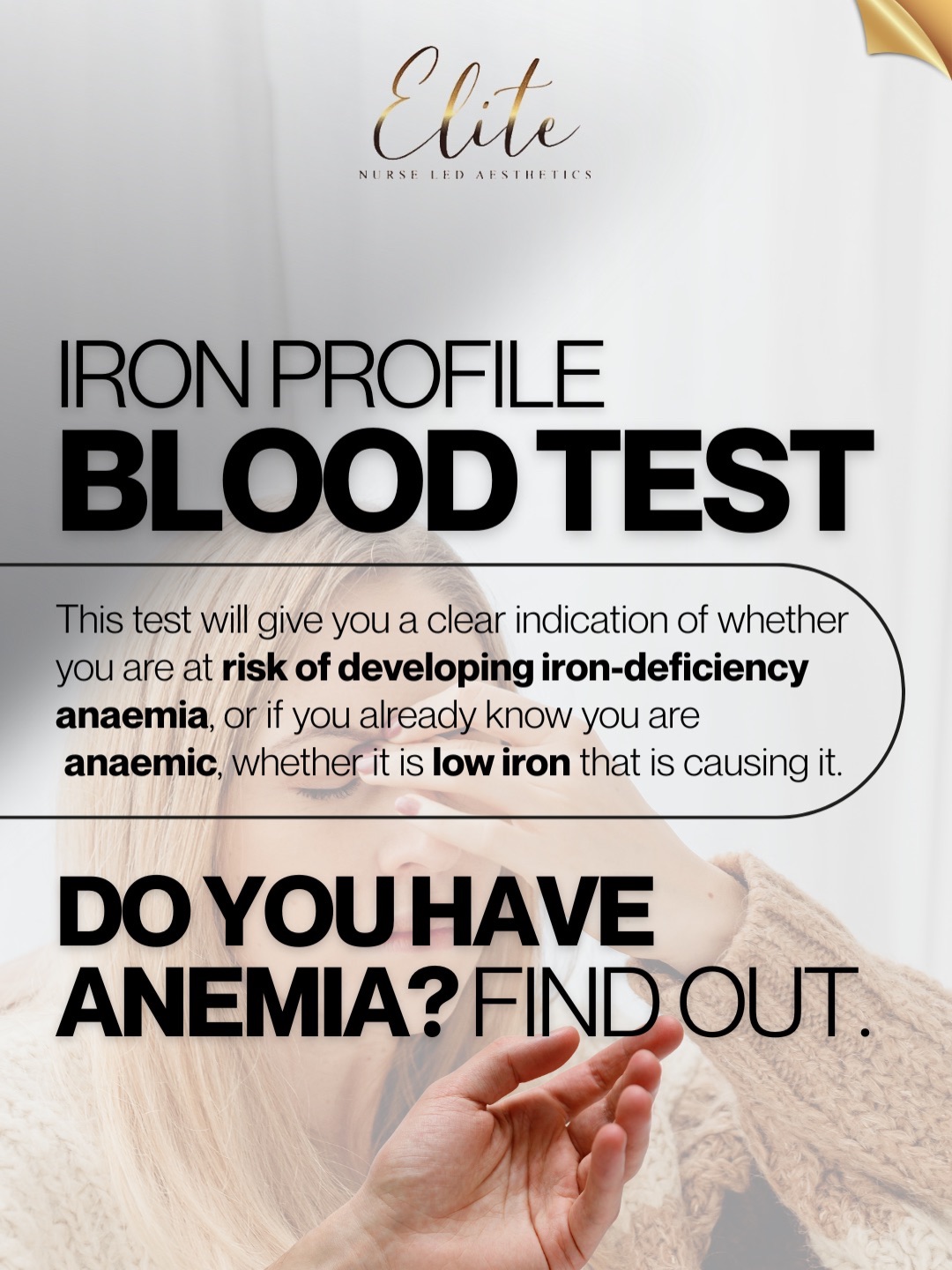 🩸 Always tired? Feeling breathless or run down?
It might not be “just stress” — it could be low iron or anaemia.
At Elite Nurse Led Aesthetics, our Iron Profile Blood Test helps you uncover what’s really going on inside your body so you can take control of your health.
🔍 What is an Iron Profile Blood Test?
This test provides a clear indication of whether you are at risk of iron-deficiency anaemia or, if you already know you’re anaemic, whether low iron levels are the cause.
⚠ Common symptoms of low iron or anaemia include:
• Tiredness and lack of energy
• Shortness of breath
• Heart palpitations
• Pale skin
• Headaches
Ignoring these signs can leave you feeling drained and unwell. Understanding your iron levels allows you to take the right steps toward better energy, wellbeing and long-term health.
✨ Why test with us?
✔ Medically-led, nurse-run clinic
✔ Accurate, reliable blood testing
✔ Professional guidance based on your results
📍 Wakefield
📞 Book your Iron Profile Blood Test today and start feeling like yourself again.
#EliteNurseLedAesthetics #WakefieldClinic #IronDeficiency #AnaemiaAwareness #BloodTestingUK