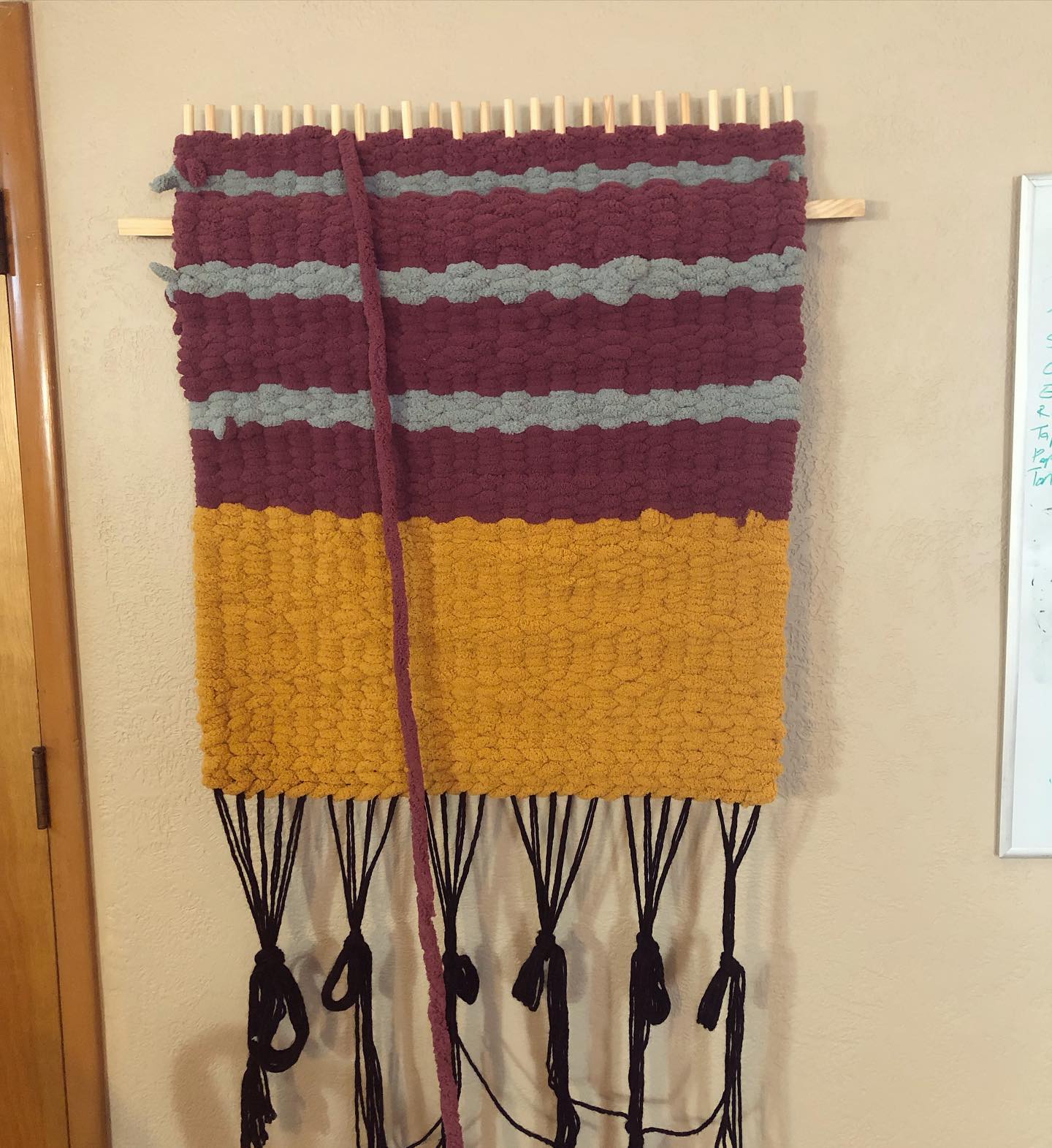 I can say confidently I love starting new projects with different Techniques and tools.
#bernatblanketyarn #bernatextrablanketyarn #pegloomweaving #pegloomprojects #creativity #smallbusinesssupport #fiberart #weaving #homedecor #handmade