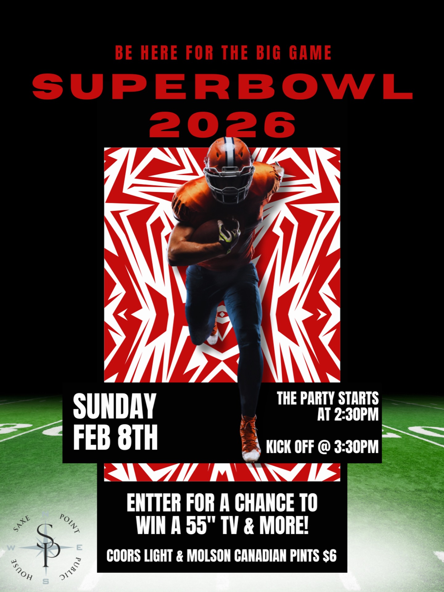 The BIGGEST day of the year is almost here 🗣️🏈
Mark your calendars for February 8th! We will be showing the game on ALL of the TVs with sound on! Lots of giveaways, AND some food and drink features 🍻
NOTE: Spaces are filling up fast, call us at: 250.590.5519 to reserve your table for the game!
Share this with the group chat!
.
.
.
#yyj #yyjlocal #localyyj #localyyjbusiness #yyjevents #yyjsports #yyjsport #yyjsupportlocal #superbowl2026 #esquimalt5k #esquimalt