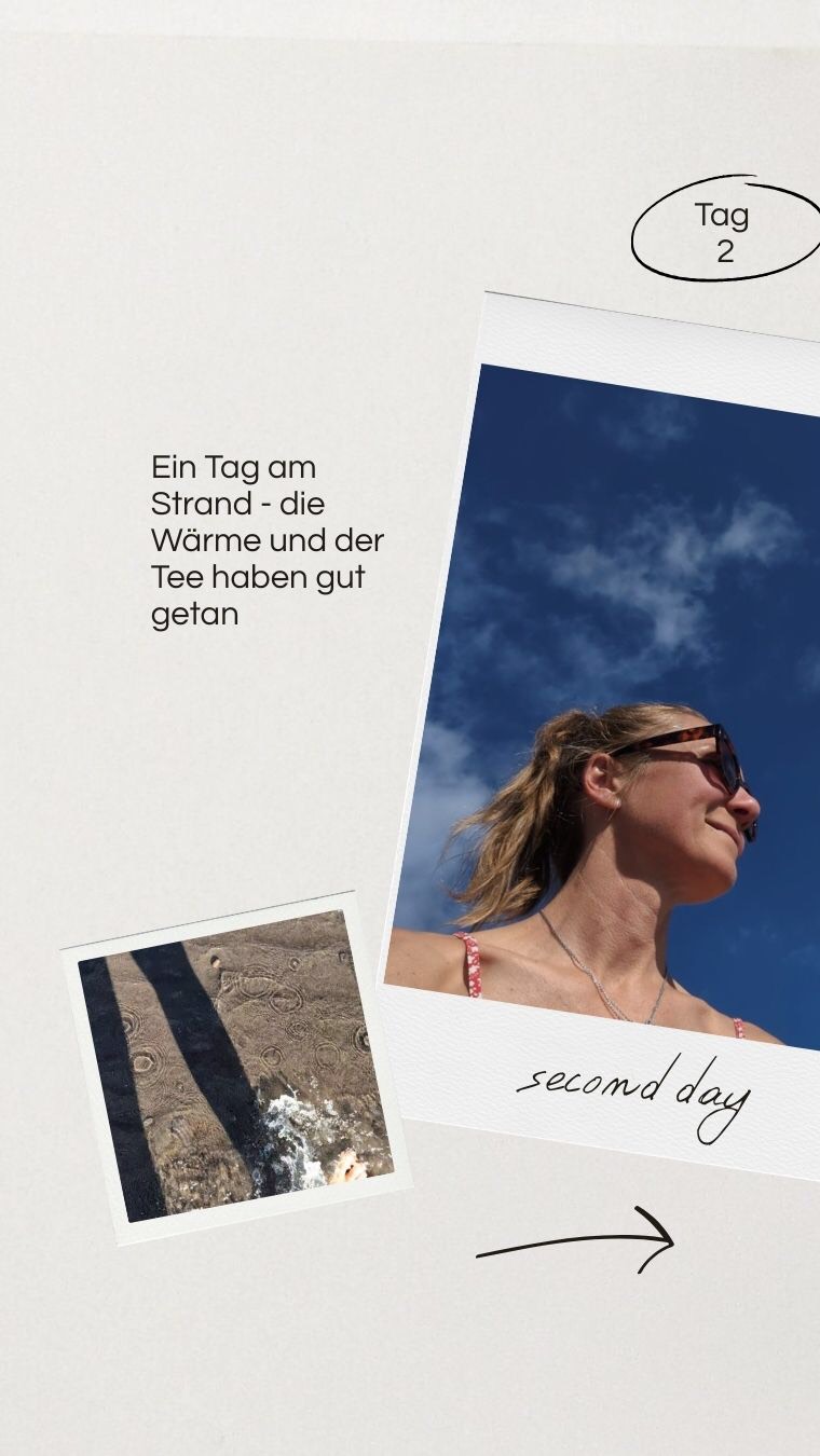 Mein Detoxtagebuch
Tag 2
Ich habe mich heute nach draußen gewagt und bin zum Strand gefahren und das hat mir sooo gut getan!
Grundsätzlich starte ich jeden Morgen mit 1 Liter frisch gepresstem Saft, meistens aus Karotten, Ingwer und Äpfeln.
Den Tag über gibt es dann Tee.
In dieser Zeit jetzt versuche eine gute Balance für mich zu etablieren zwischen Arbeit am Laptop und Zeit für mich.
Abends gab es dann noch mal 1 Liter Saft, heute den köstlichen etwas salzigen Rote- Beete-Saft.
Nachdem ich immer noch Energie hatte, hab ich noch etwas am Laptop gegessen und bin dann gegen 21:00 Uhr ins Bett.
Ich kann euch sagen, ich habe schon sehr lange nicht mehr so gut und fest geschlafen!
Bleibt dran und wir hören uns morgen wieder!
#detox #saftkur #cleanse #auszeit #detoxretreat