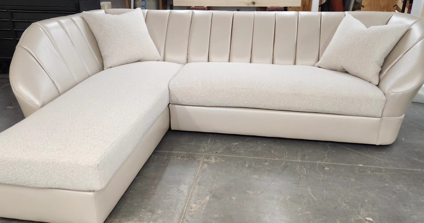 This challenging piece had to tick a lot of boxes for the client:
Art deco style but still have a comfy corner
Flippable cushions on a sectional
Channels in a stiff leather
And it all had a very specific install date.
I think it came out looking pretty sharp 👌
#customfurniture #custommade #customfurnituredesign #philadelphiainteriordesign #mainlineinteriordesign