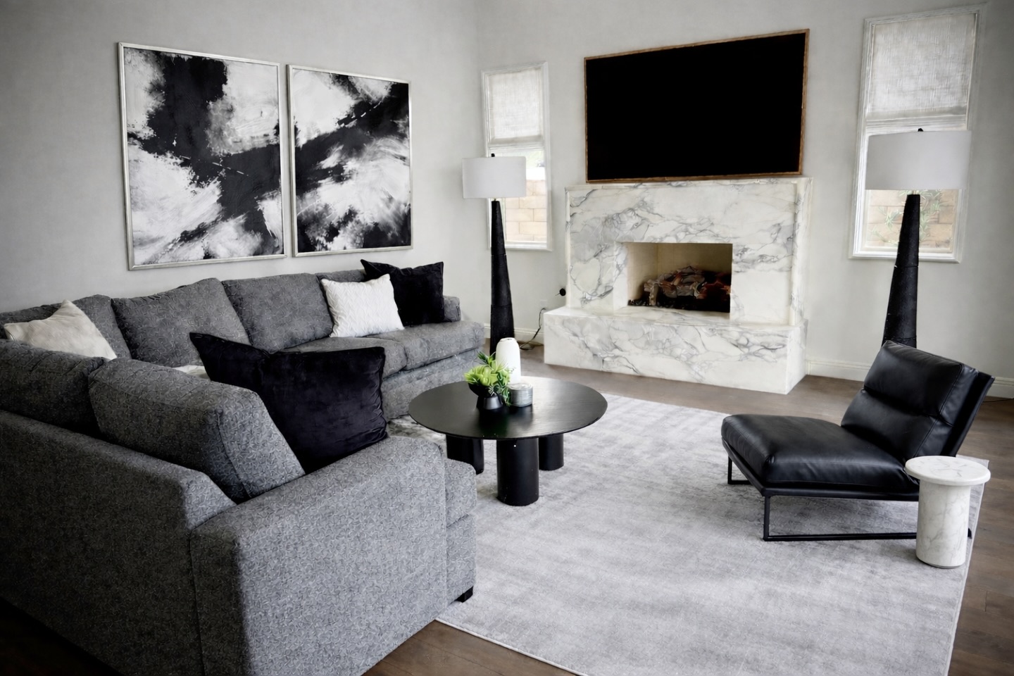 A clean and simple monochrome room for this vacation homeowner