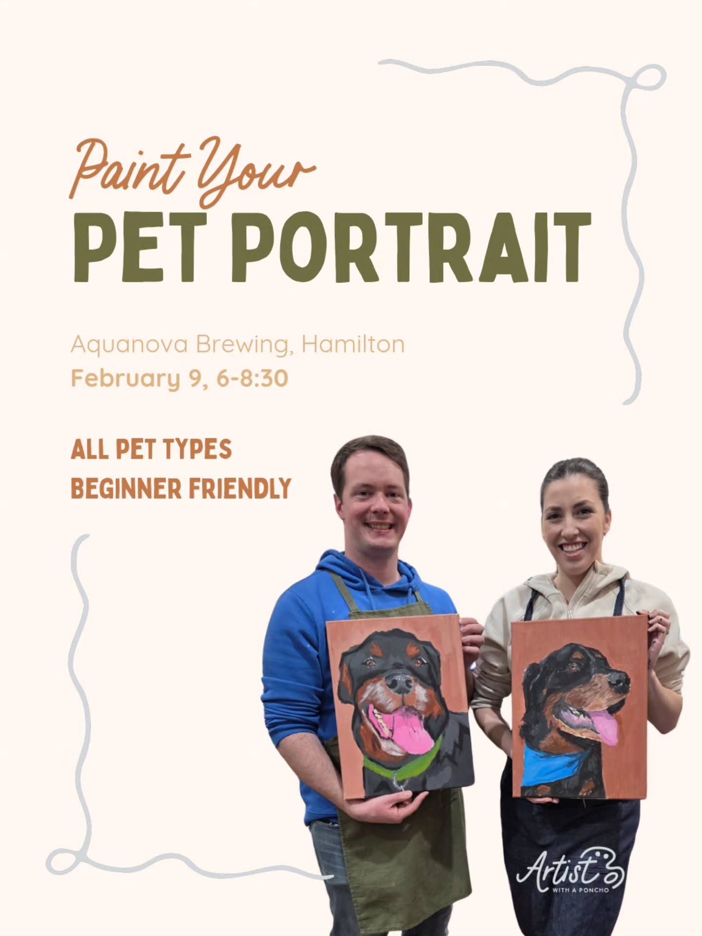 February's Paint Your Pet will be taking place on February 9 @aquanovabeer ! Only 6 tickets left π
Tickets include
πΆ A pre-sketched canvas of your pet
π° All materials and guided instructions
πΊ 2 drinks from @aquanovabeer
ALL PETS WELCOME (I am still waiting for a snake or lizard parent to paint them!!) π¦πΈ BEGINNER FRIENDLY.
See ya there! π©·π’
Tickets available in link in bio