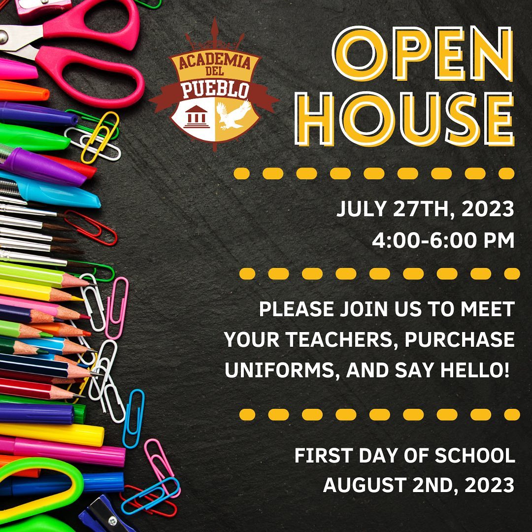 Parents and ADP families!
Please join us for our 2023 open house this Thursday July 27th 😀
Come meet your teacher, get your supply list and more!