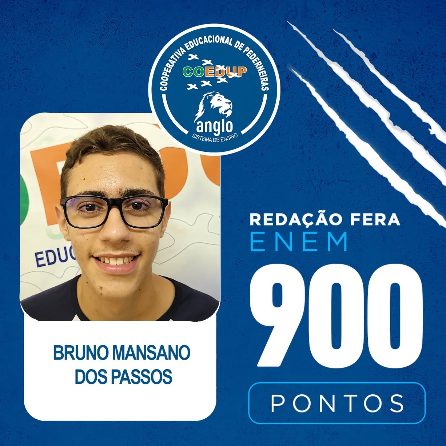 Parabéns, Bruno Mansano Dos Passos!
#redaçãoenem
#sistemaanglo
#coedup