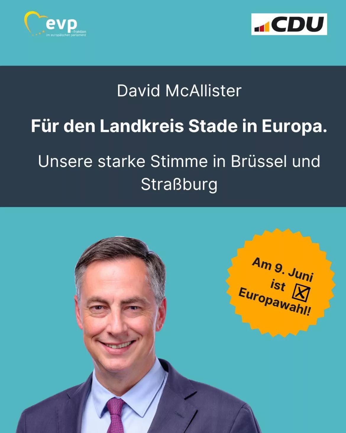 Für Freiheit, Sicherheit und Wohlstand am 09. Juni CDU wählen! ✖️
Mit @davidmcallister_mep unsere starke Stimme in Europa unterstützen!
#europawahl
#cdu