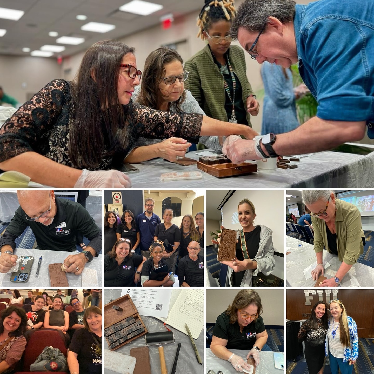FIU Art Day 2024, art educators engage in art lessons designed to spark imagination and cooperation. This professional development program includes studio, digital, museum, and photography workshops where educators explore new ways of creating, learning, and sharing ideas. #fiuartsday