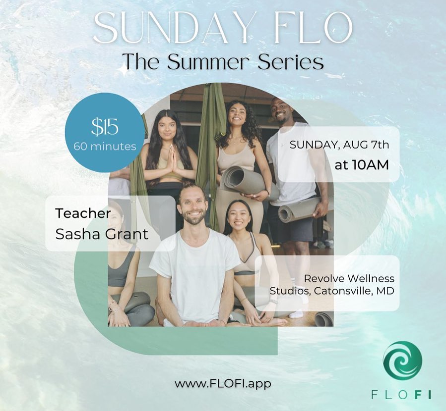 The Summer Series resumes this Sunday, August 7th, 2022 at 10AM, for another special Sunday FLO!
Enhance your Sunday Reset by starting your morning with a 60-minute, revitalizing yoga session including sound healing & meditation, followed by light refreshments. You do not want to miss this experience!
Reserve your space and meet us on your mat at Revolve Wellness Studios in Catonsville, MD! Link in bio 🌊
#GrowitheFLO #dmvyoga #baltimoreyoga #yogaclasses #yogacommunity #meditation #soundhealing #sundayreset