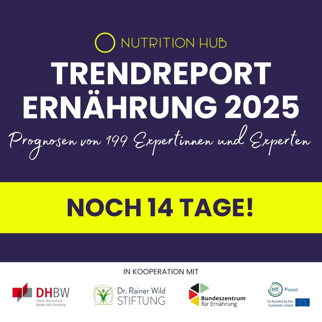 🤫 TOP SECRET - Ein kleiner Einblick in den Trendreport Ernährung 2025
Noch 14 Tage bis zum Trendreport Ernährung 2025 – und wir können es kaum erwarten, euch mehr zu zeigen!
Auf den vordersten Plätzen drängeln sich gleich zwei Trends um die Planetary Health Diet. Dabei geht es auch um Regionalität und bewusste Entscheidungen 🛒 und eine Ernährung, die gut tut – für dich und den Planeten. 💚
Mehr dürfen wir nicht verraten... Noch nicht! 😉
📅 Save the date: 29. Januar – dann erfahrt ihr alles!
🤝 Danke an unsere Partner: @waswiressen_, @eitfood_education, @dhbwheilbronn und die Dr. Rainer Wild-Stiftung
