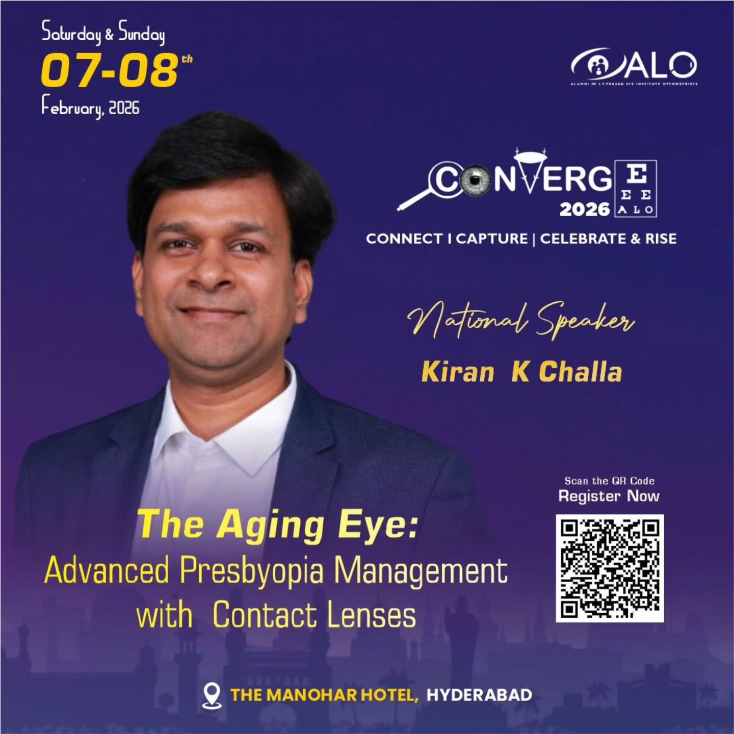 Be part of Converge 2026 for an exclusive session on "The Aging Eye: Advanced Presbyopia Management with Contact lenses".
📅 Date: 7 & 8 February, 2026
📍 Location: The Manohar Hotel, Hyderabad
🔗 Register Now: https://pages.razorpay.com/Converge2026.earlybird
Don't miss your chance to network with industry leaders and global peers. Secure your spot today!