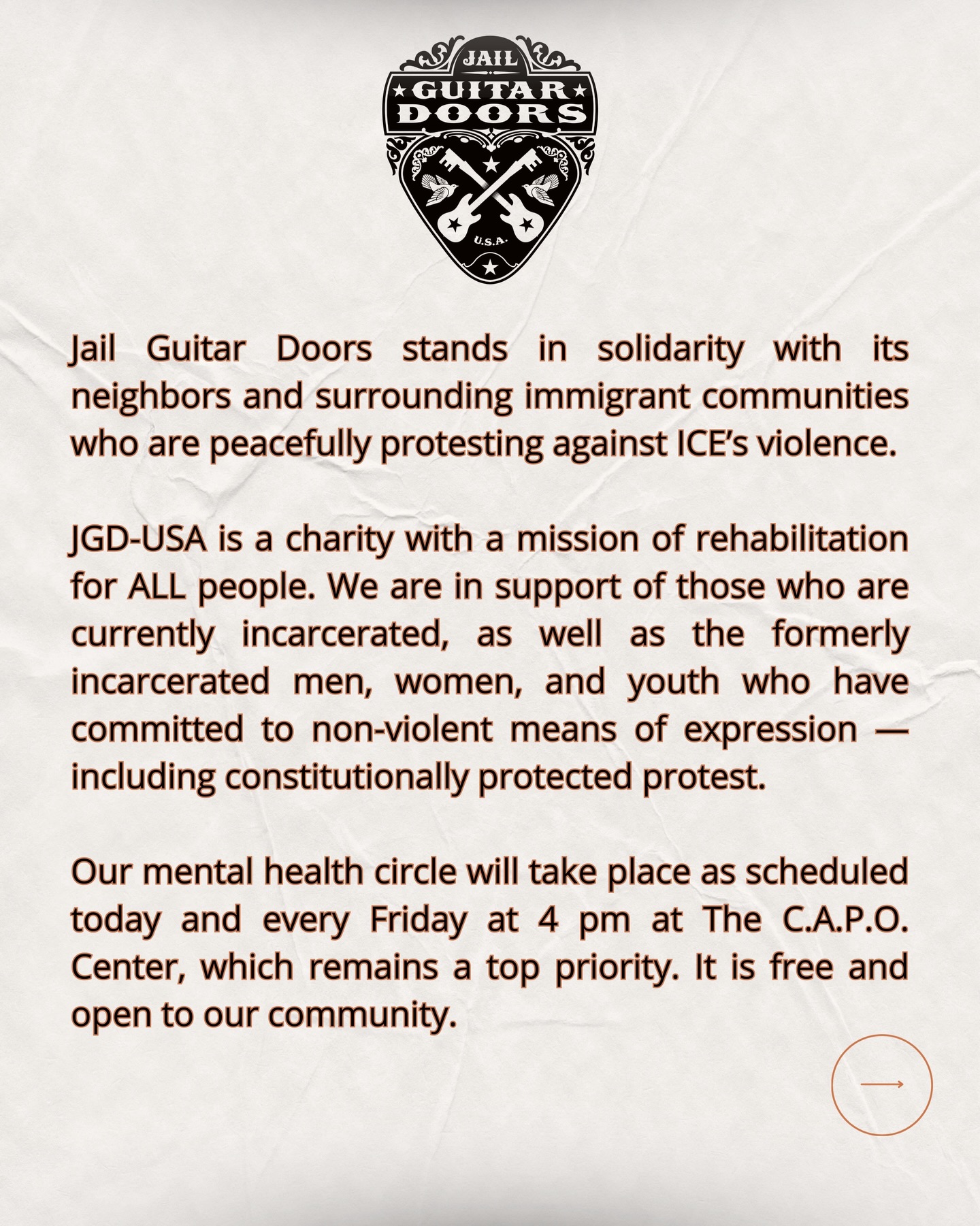 Community care continues. Weâll see you today.