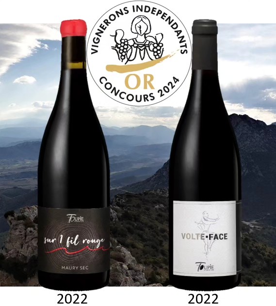 Les 2 échantillons dégustés au concours des vignerons indépendants 2024, Sur 1 fil rouge 2022 & Volte Face 2022, ont décroché la médaille d'or.