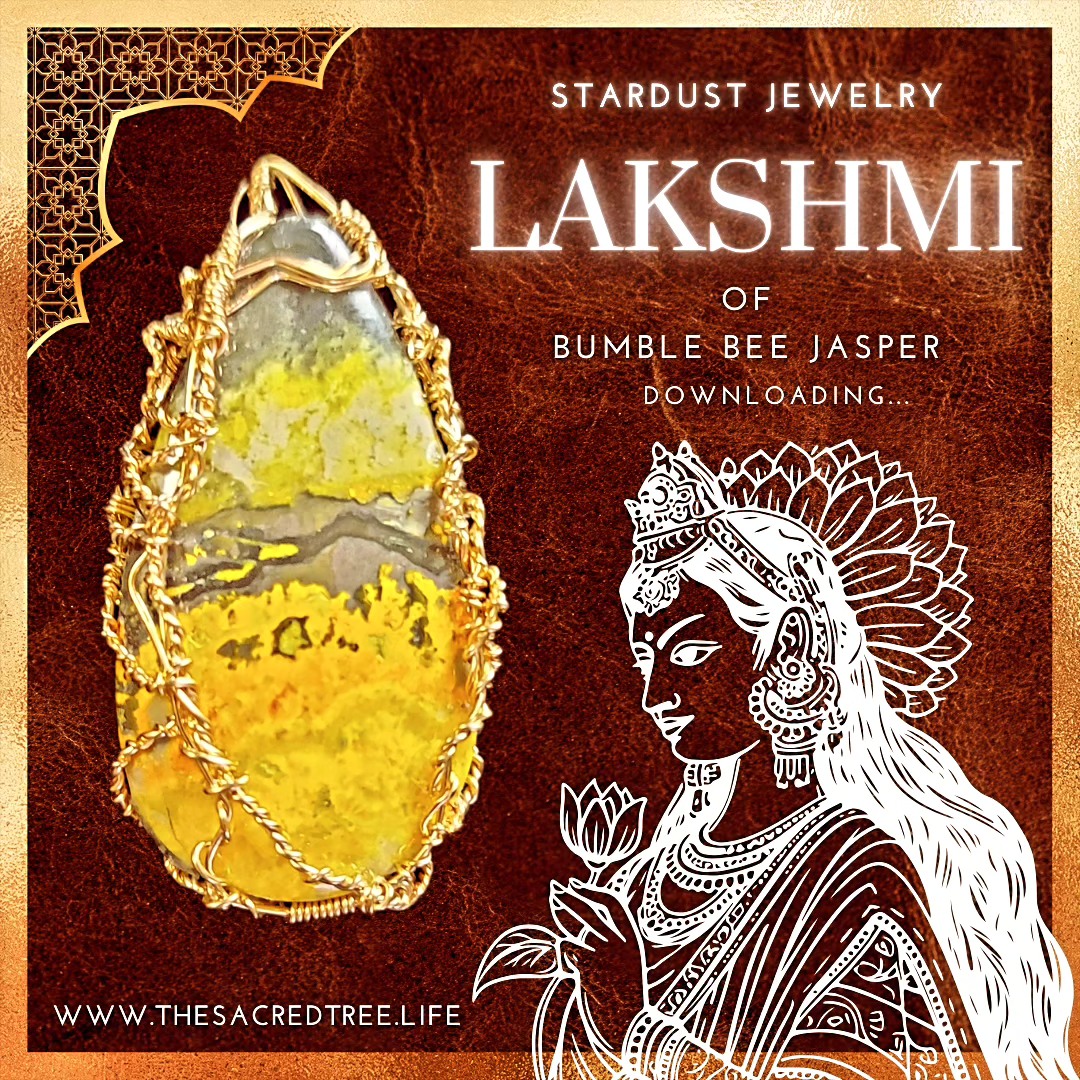Our Latest Download Comes From The Beautiful Goddess Lakshmi...
This Hindu Goddess Lakshmi Represents Wealth, Prosperity, And Fortune As Long As These Are Gained Through Hard Work And Not War...
Bumble Bee Jasper Is A Unique Crystal Healing Stone That Promotes Strength, Courage, Confidence, And Optimism. It Is Thought To Be Extremely Beneficial During Times Of Stress Or Anxiety. This Stone Encourages Us To Embrace Change And Encourage Ourselves To Step Into The Unknown...
#thesacredtree #stardustjewelry #goddess #lakshmi #energyonhigh #bumblebee #jasper #abundance #truth #reciprocity #love #crystal #necklace #downloading