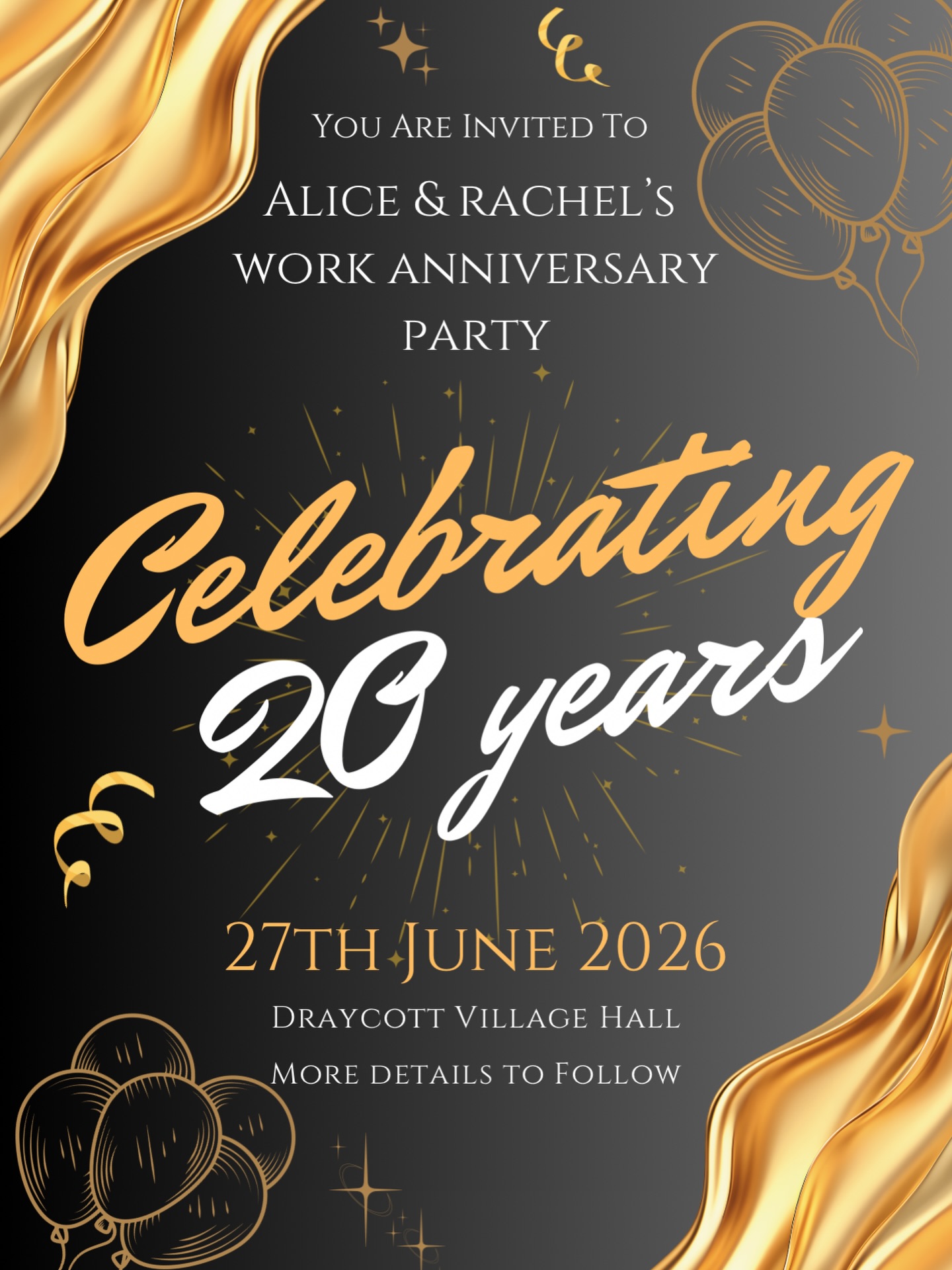 Our clients are invited to join us at Draycott Village Hall on Saturday the 27th of June as we celebrate 20 years of both Alice and Rachel working as vets at Axe Valley! This is a huge achievement for them both and a longevity we’re so proud of. More details will be shared closer to the time but be sure to save the date!