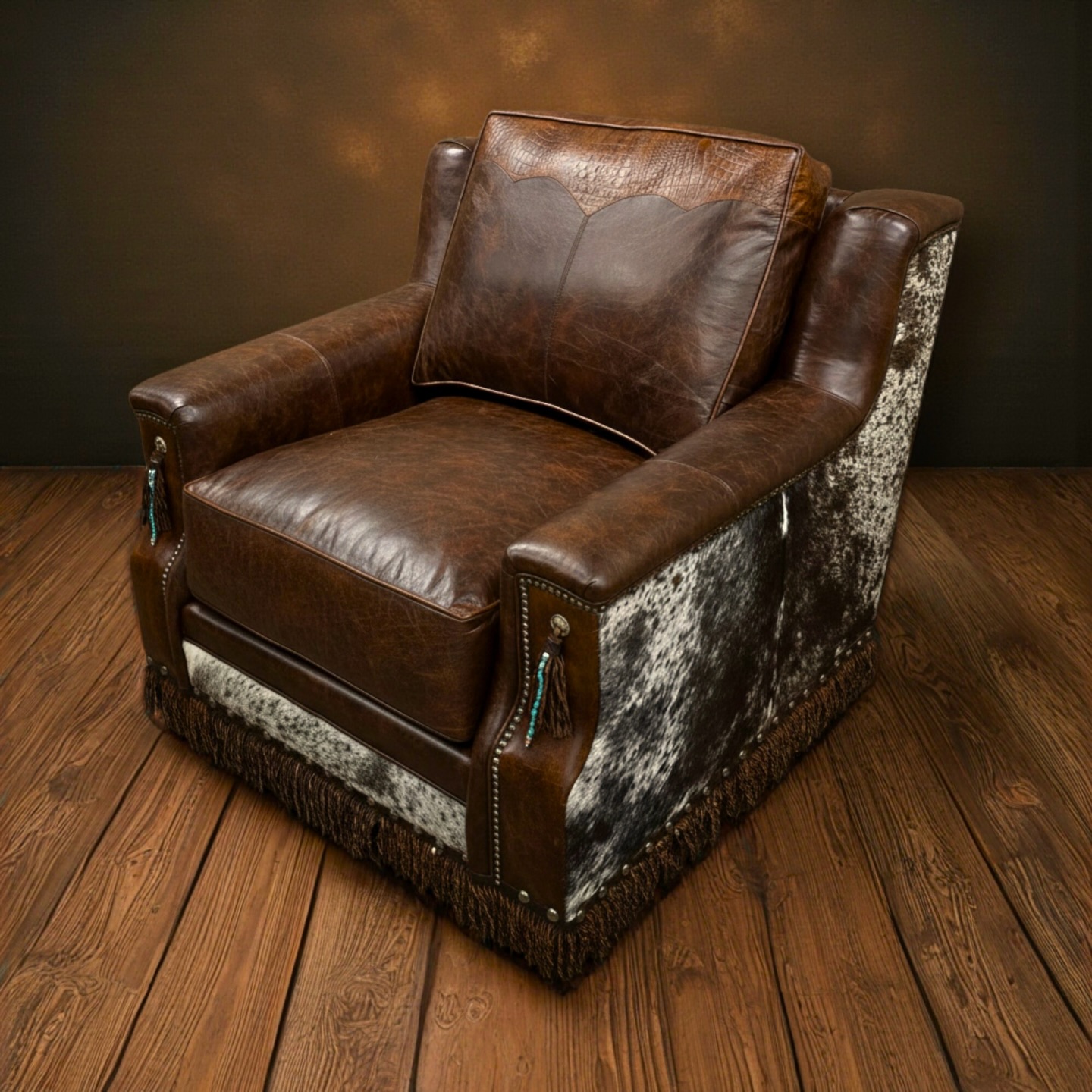 Living ‘Nashville Heritage’ in this luxe hair-on-hide leather chair. Western vibes, premium feel. #LuxuryWesternFurniture #HairOnHideChair #NashvilleStyle #LegacyDecor #nashvillechic @kidrock I bet something like this would look good in your house.