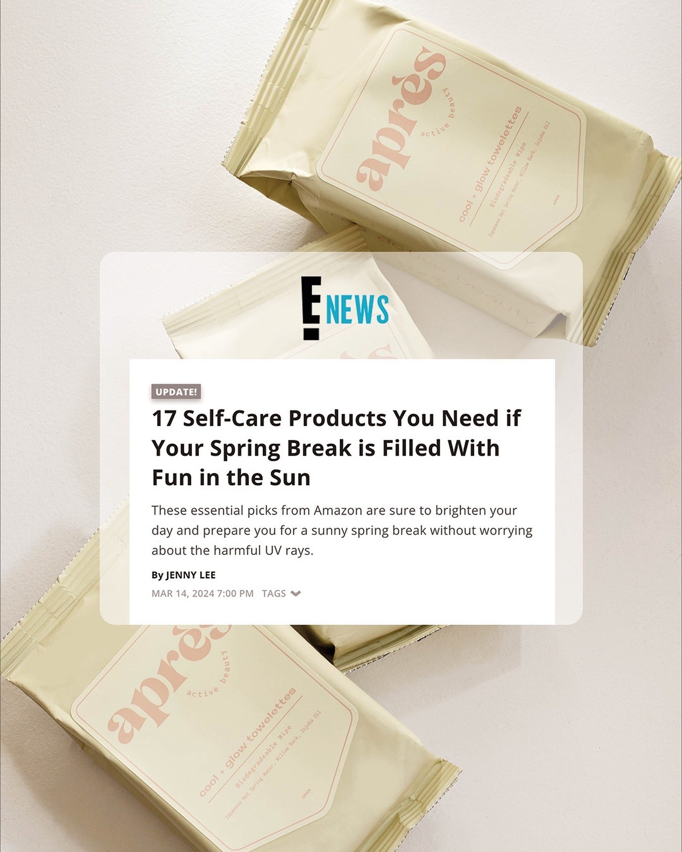 HOT OFF THE PRESS: Our creative genius headlines on @enews ! 💥
From packaging to logo designs and all the details in between, Lungomare’s signature style is all over this spotlight moment and we’re buuuzzzingggg about it.
Thrilled to see our fab client @apresbeauty getting the attention they surely deserve.
Read the full article through the link in our story.