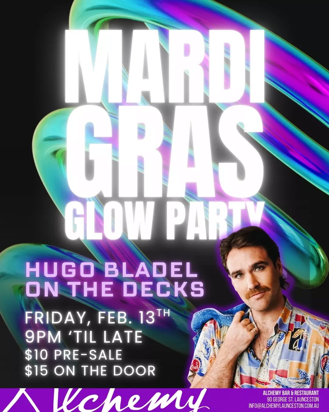 Step into the glow ✨
We’re bringing you a night dedicated to colour, confidence, and connection. Get ready for an electric atmosphere where the beats stay high and the accents stay glowing all night long 🌈
🎧 @hugobladel is taking over the decks to keep the dance-floor moving.
🗓 Friday, Feb 13 | 9pm – Late
🎟 $10 Pre-sale | $15 Door
📍 Alchemy Launceston
All colours. All people. One glowing dance-floor. Grab your tickets at the link in our bio! ⚡️