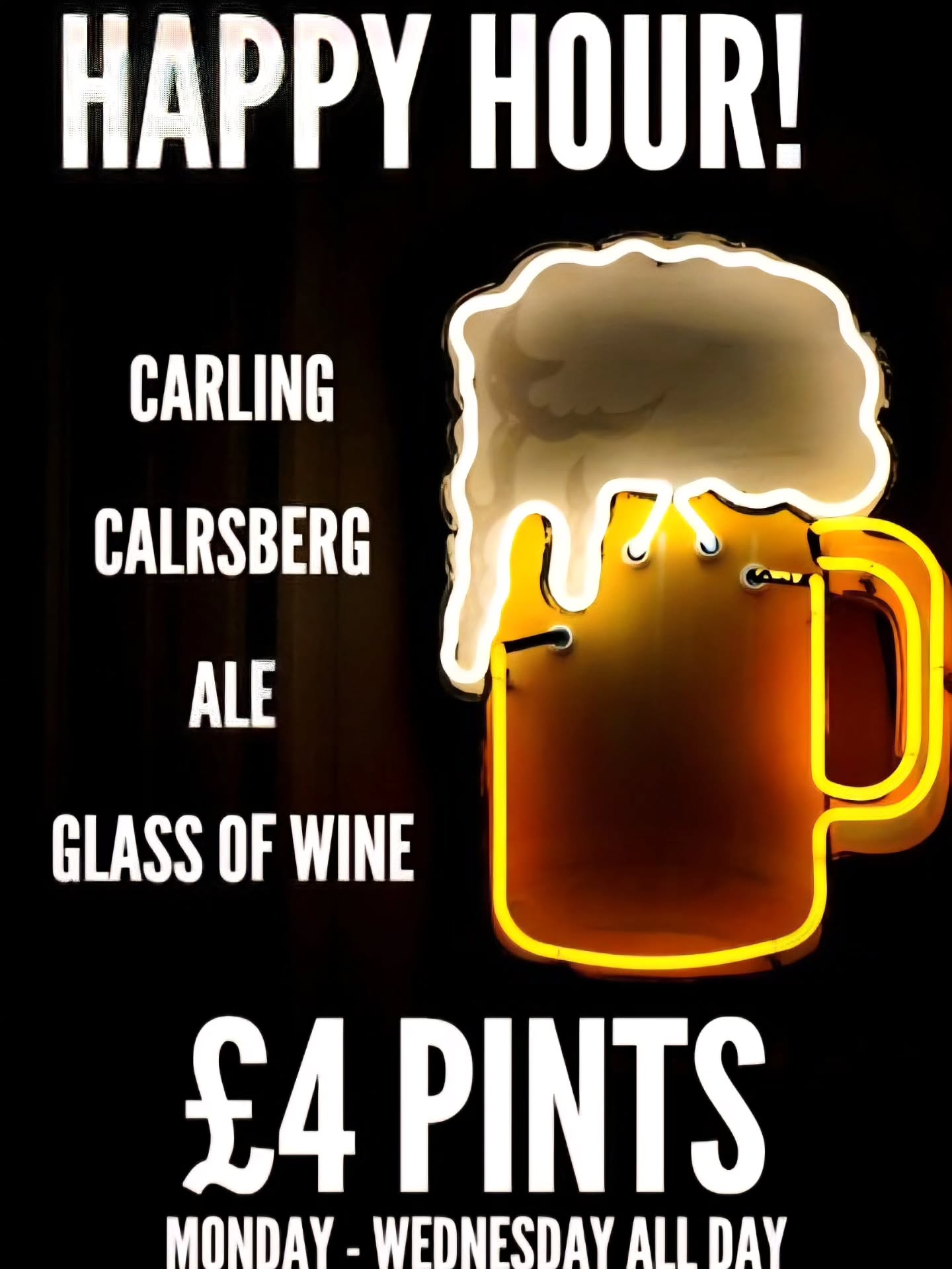 We are delighted that happy hour is returning to the golden lion!
Come and join us between Monday and Wednesday and enjoy a four pound pint all day!