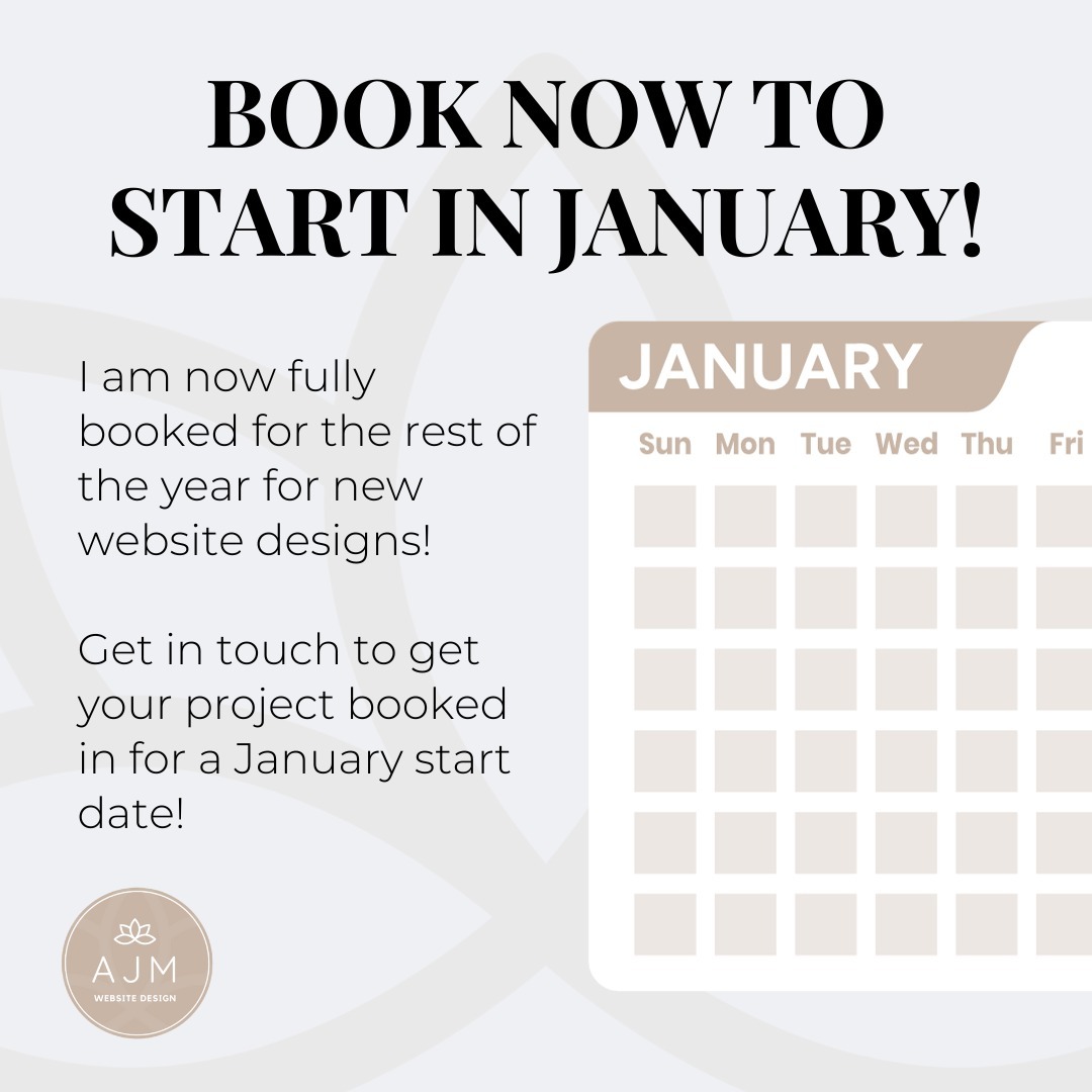 📅 BOOK NOW FOR JANUARY 📅
I am now fully booked for the rest of December for new website designs. This also includes big website refreshes.
Please do get in touch for any website updates as I will still have availability for this.
🙏 I am still so grateful for all the work I have been able to complete this year. My clients are all amazing and I really look forward to continuing to work with you all in the new year, plus any new clients that I have the pleasure of working with 🙏
#WebsiteDesign #HolidayWebDesign #BookNow #DigitalTransformation #WebDesignMagic #NewProjects #NewYear #NewYearProjects #OnlinePresence #SmallBusinessSurrey #SurreySmallBusiness #SmallBusiness #WixWebsiteDesign #OnlineMarketing